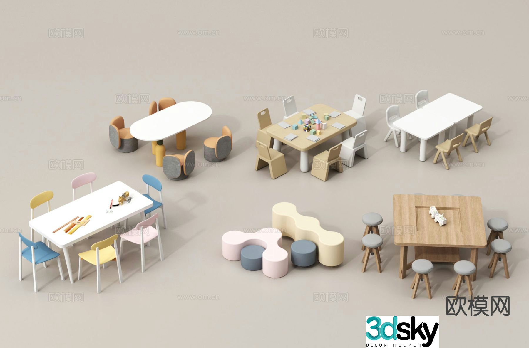 Children’s tables and chairs toy table children’s dining table 3D model