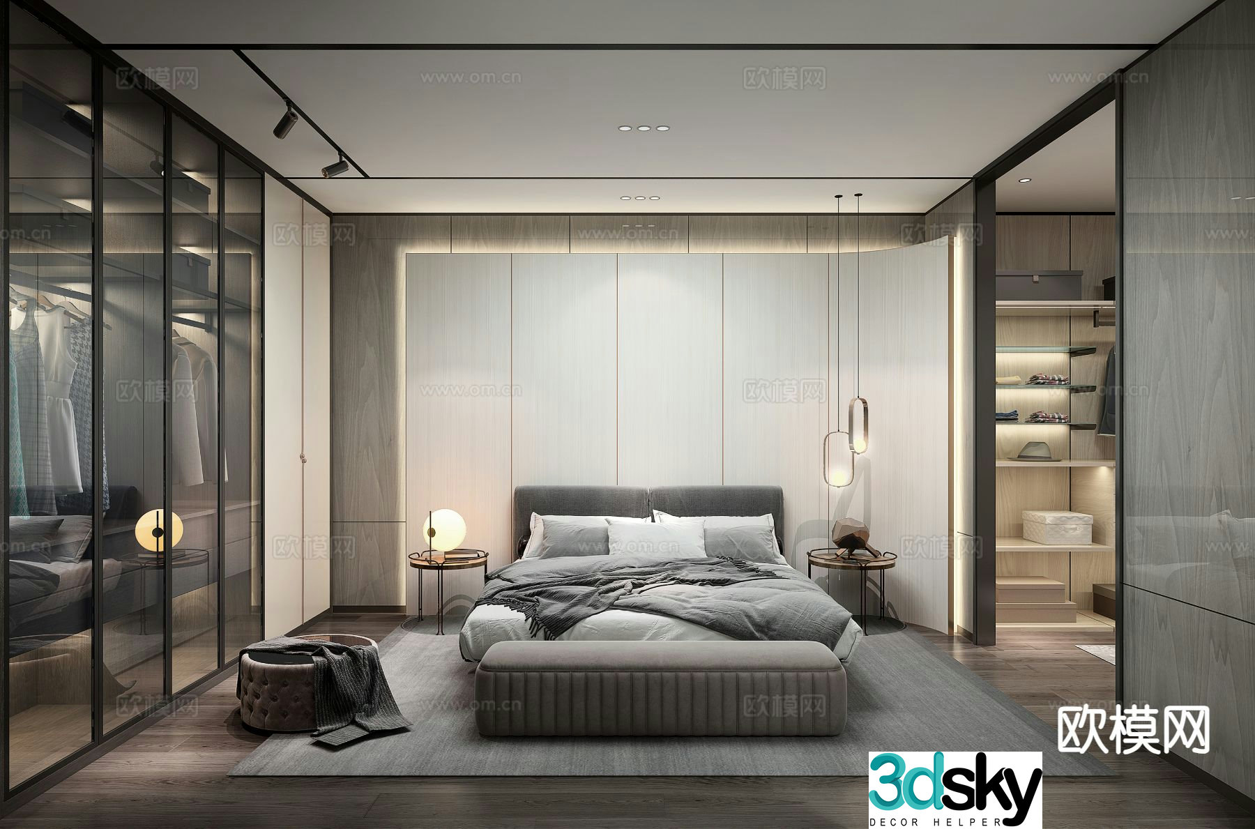 Modern bedroom master bedroom 3d model