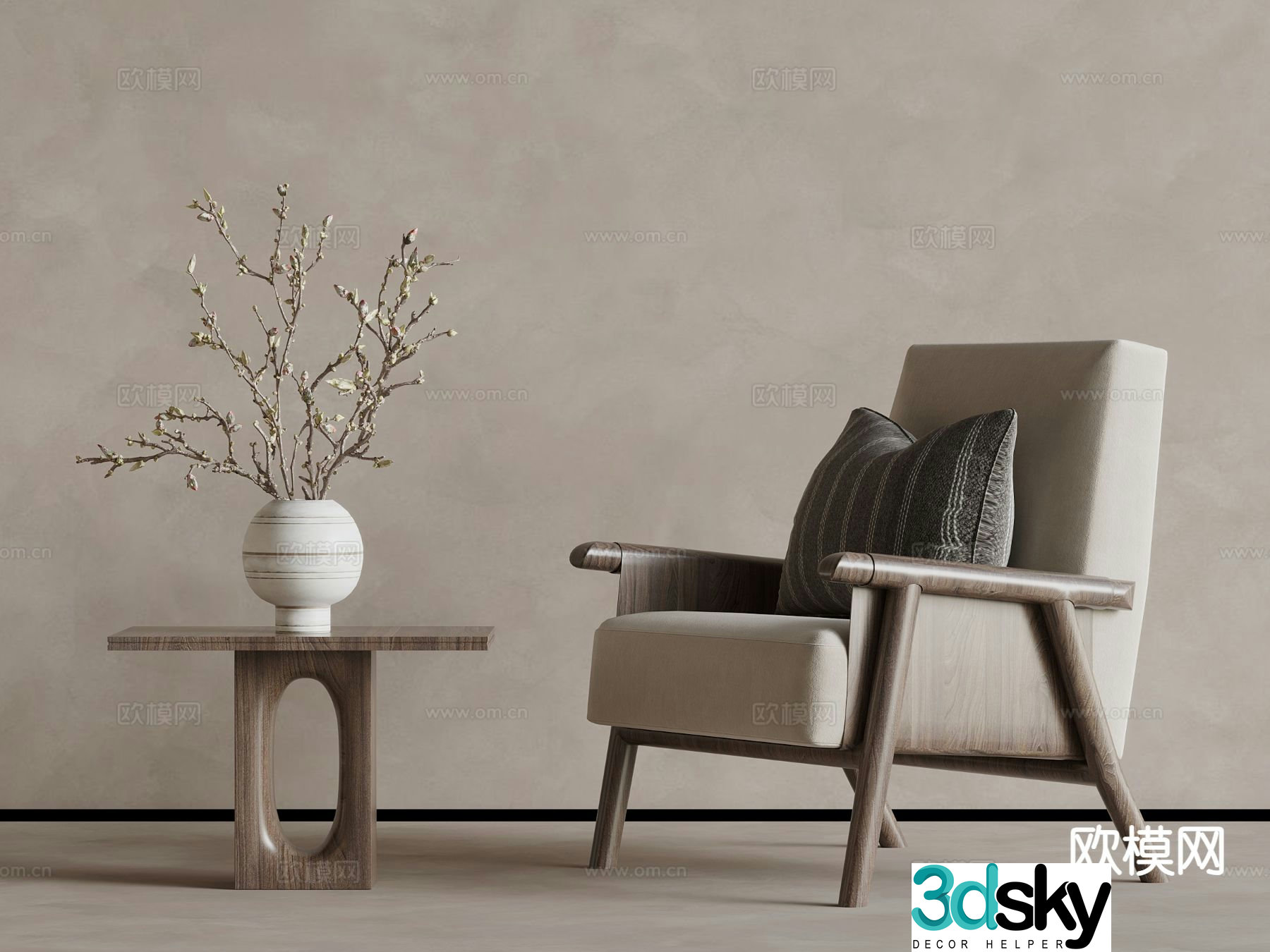 Wabi-sabi chair leisure chair 3d model