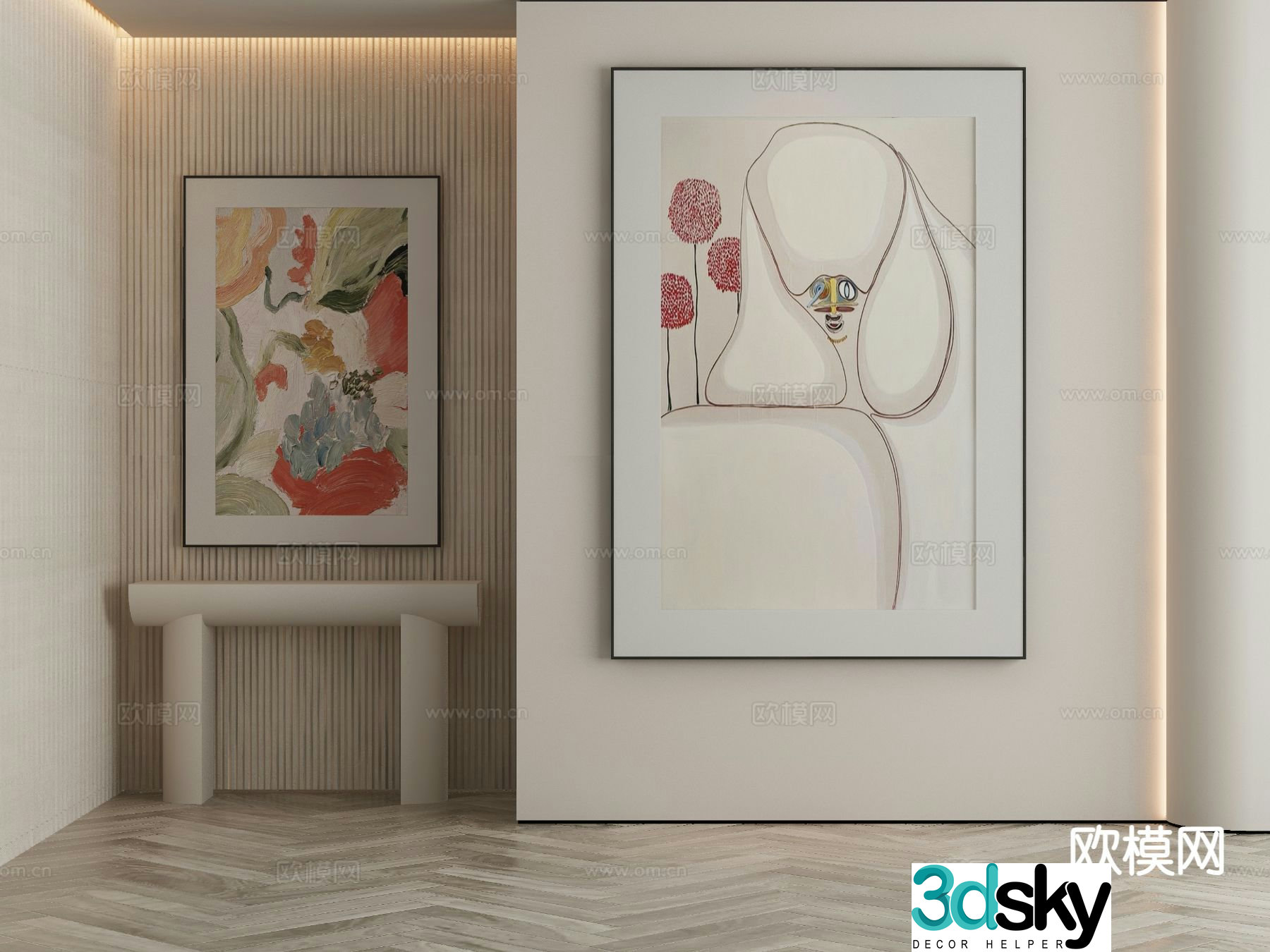 Modern decorative painting abstract painting oil painting 3d model