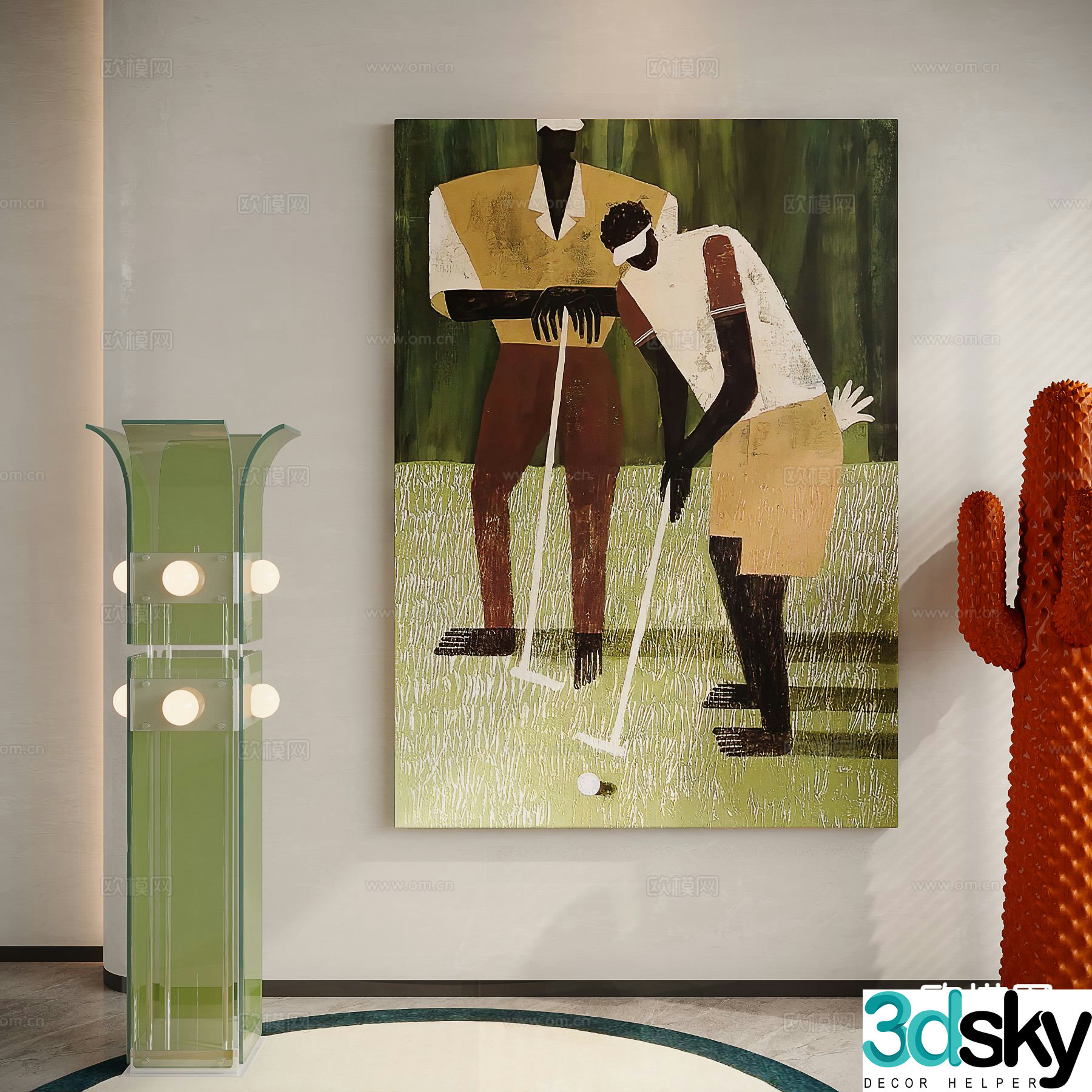 Modern dopamine hanging painting decorative painting 3d model