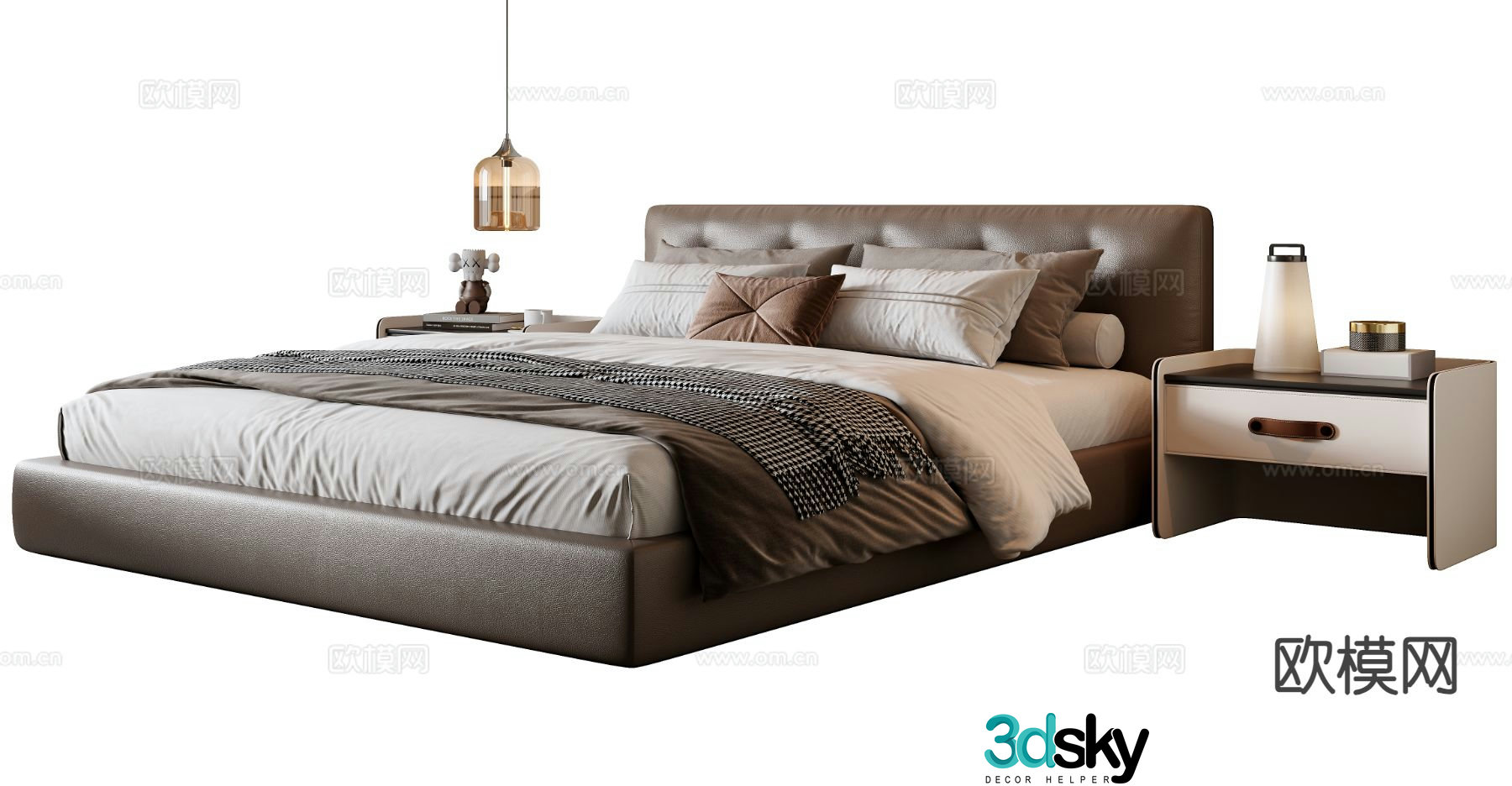 Italian double bed 3d model