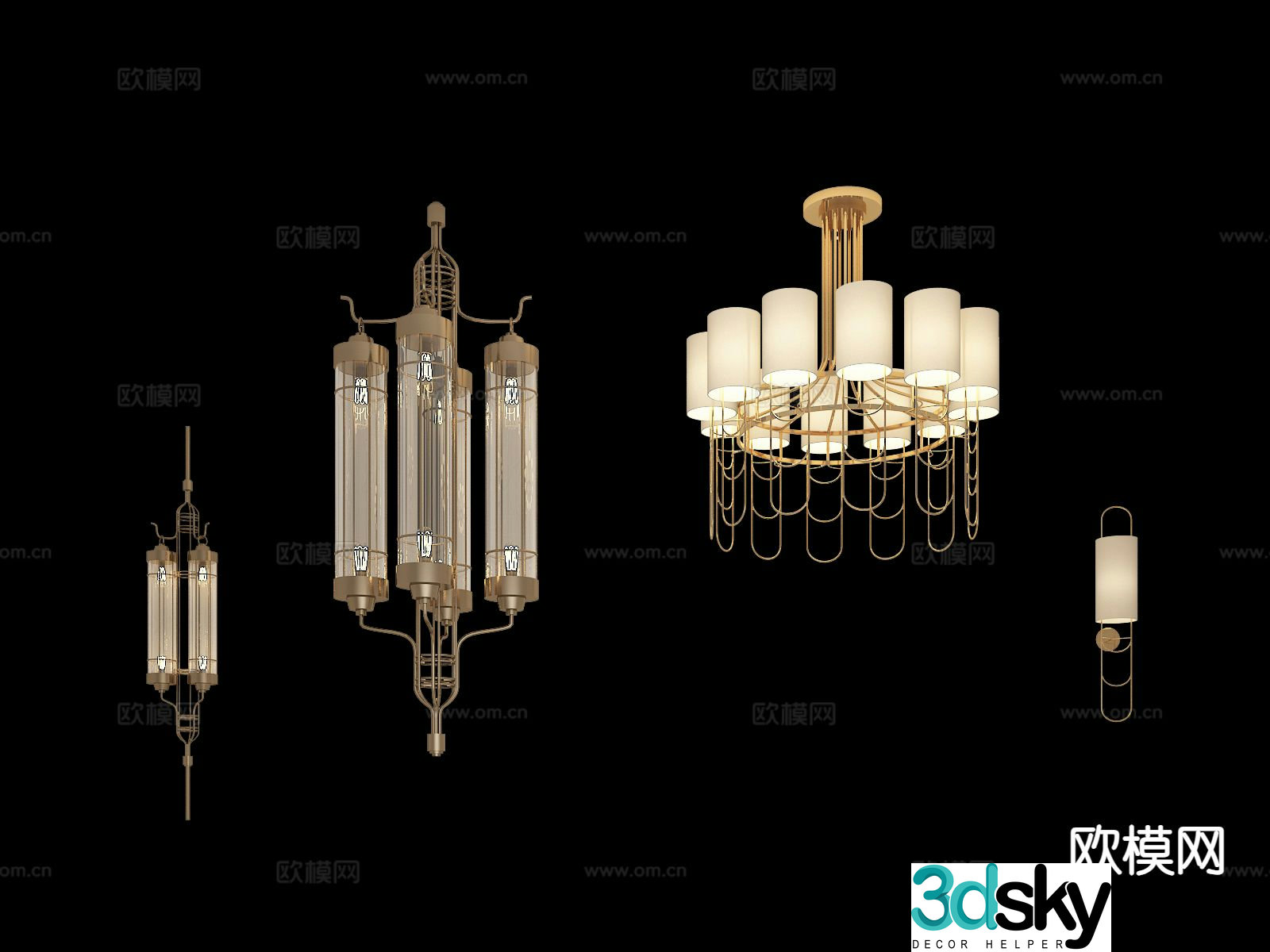 New Chinese style chandelier 3d model
