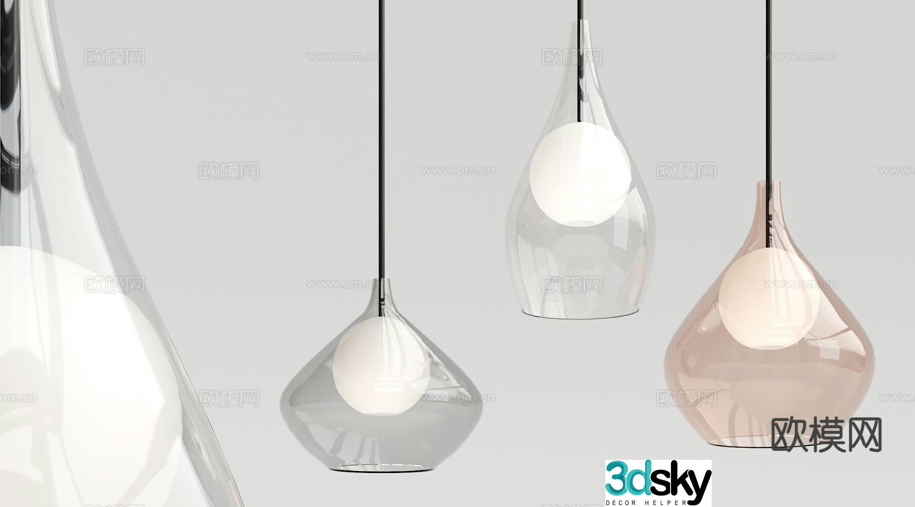 Modern glass chandelier 3d model