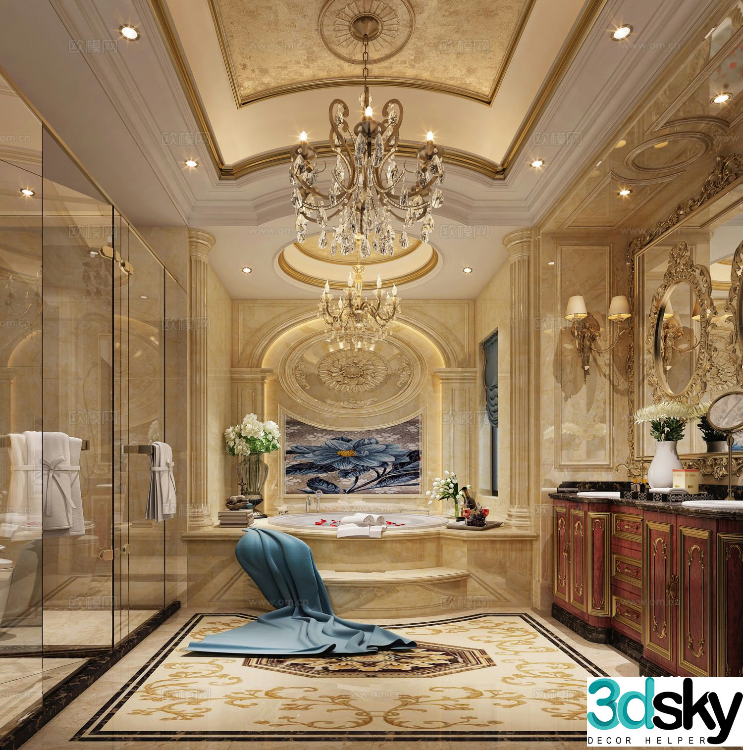 French luxury bathroom 3d model