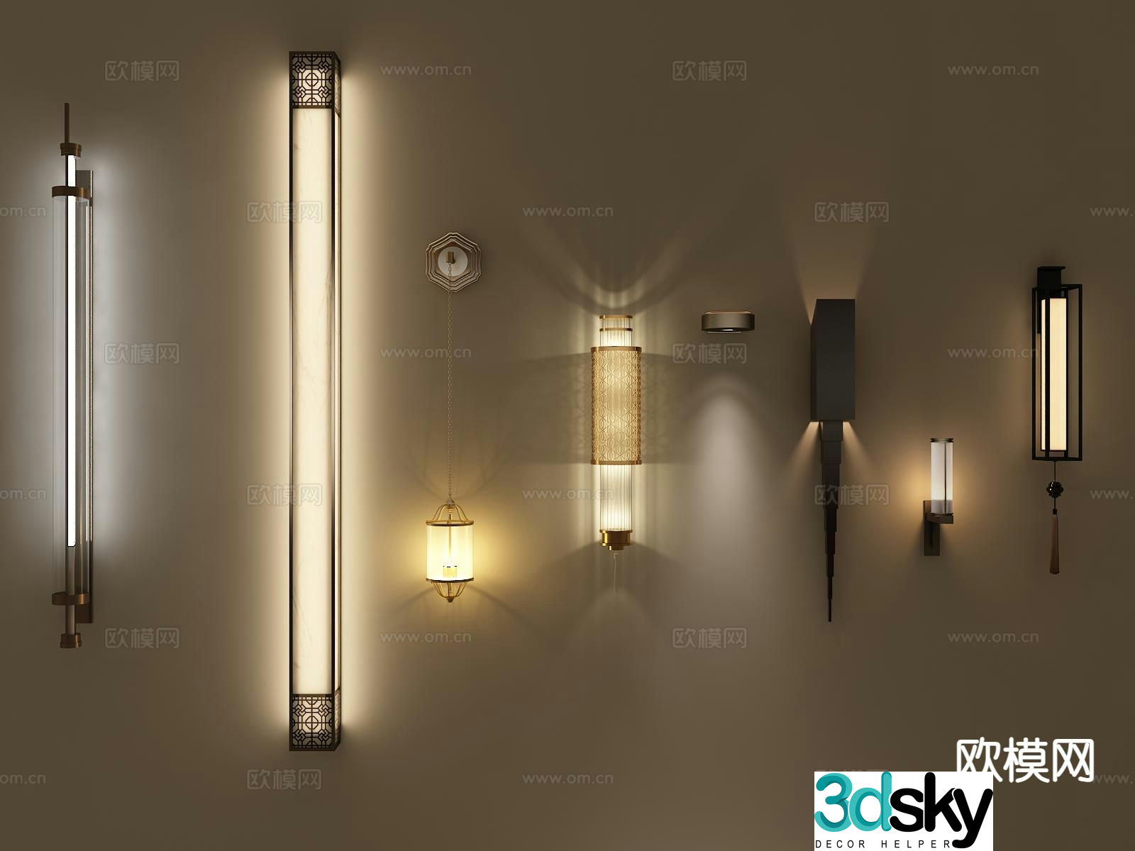 New Chinese style wall lamp 3d model