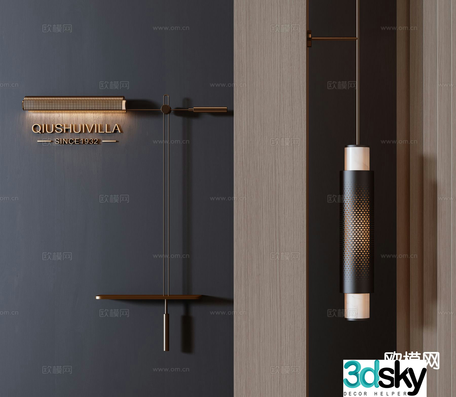 Modern metal wall lamp long wall lamp 3d model