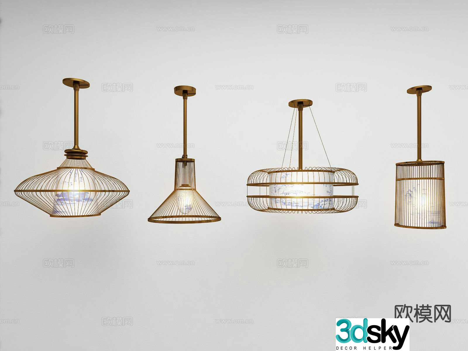 New Chinese style chandelier restaurant chandelier 3d model