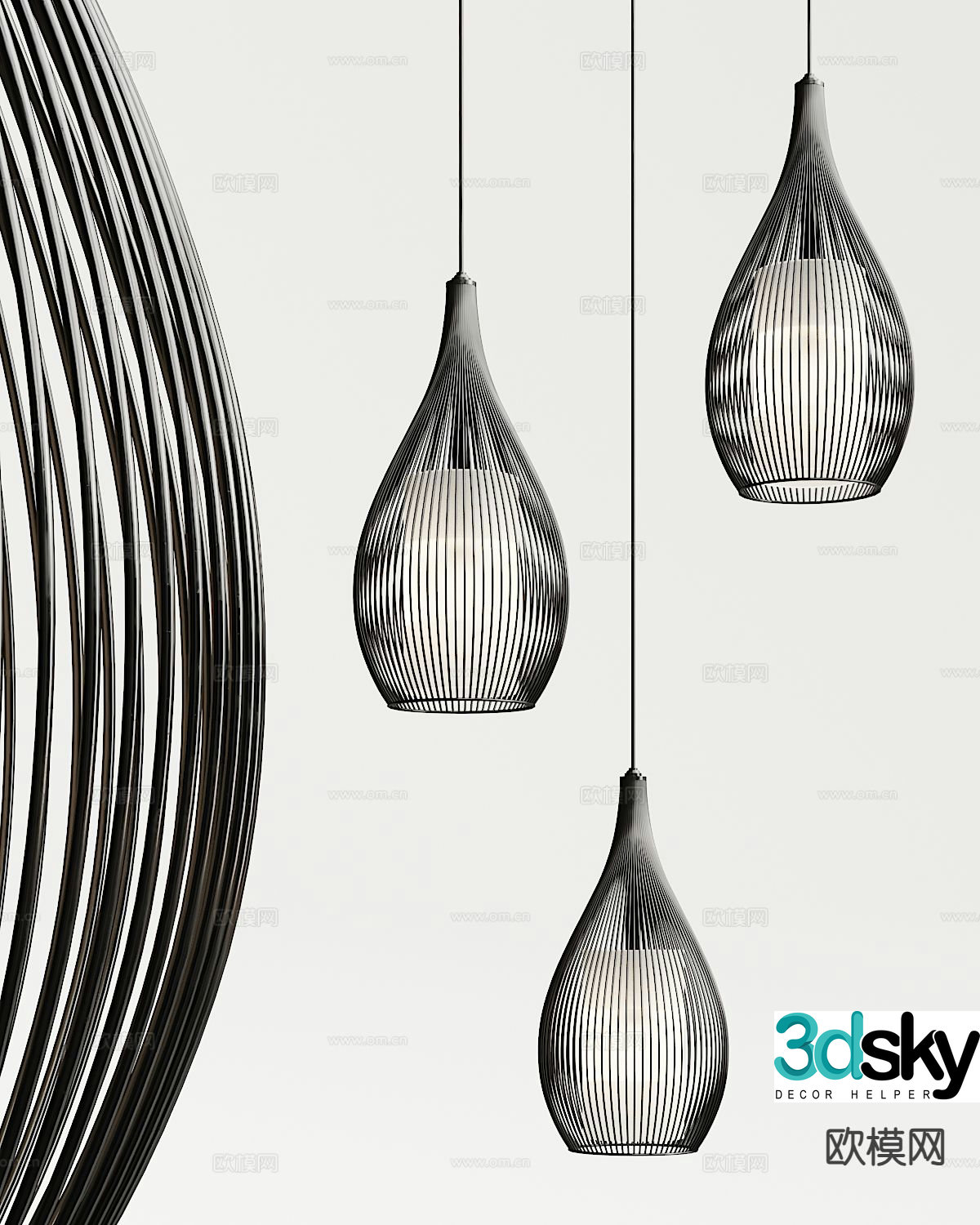 Industrial style small chandelier bedside small chandelier 3d model