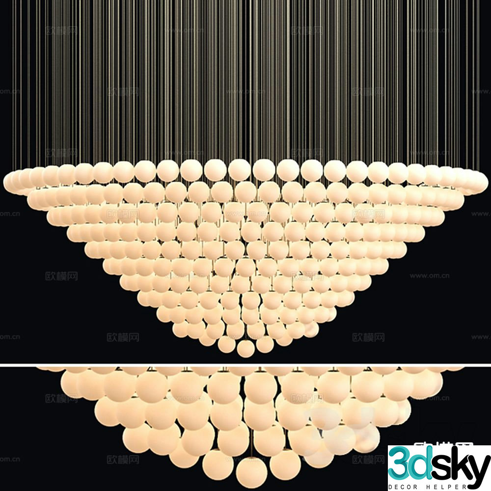 Simple European crystal chandelier 3d model