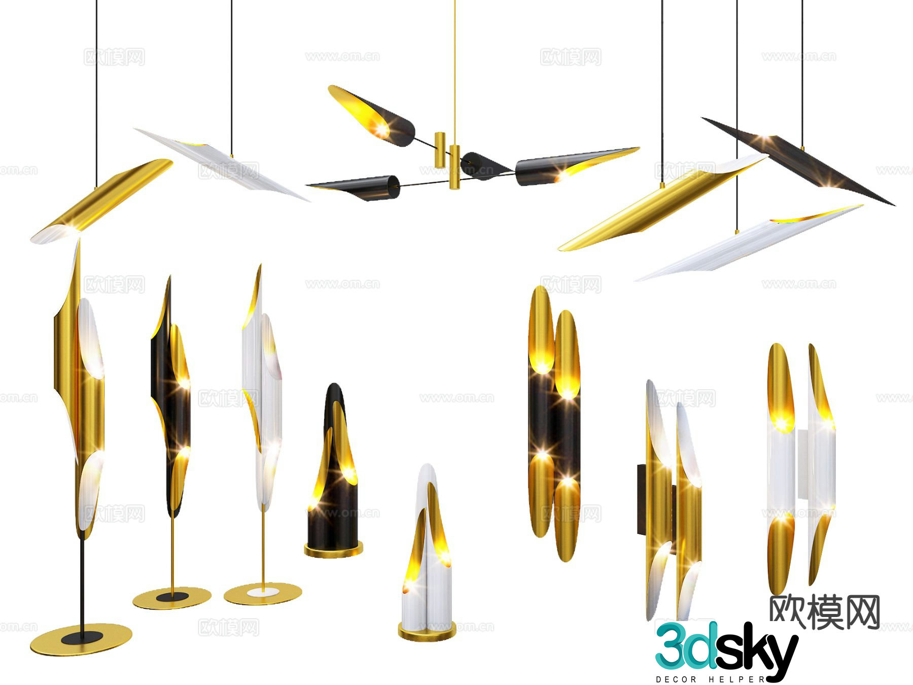 Nordic chandelier wall lamp floor lamp 3d model
