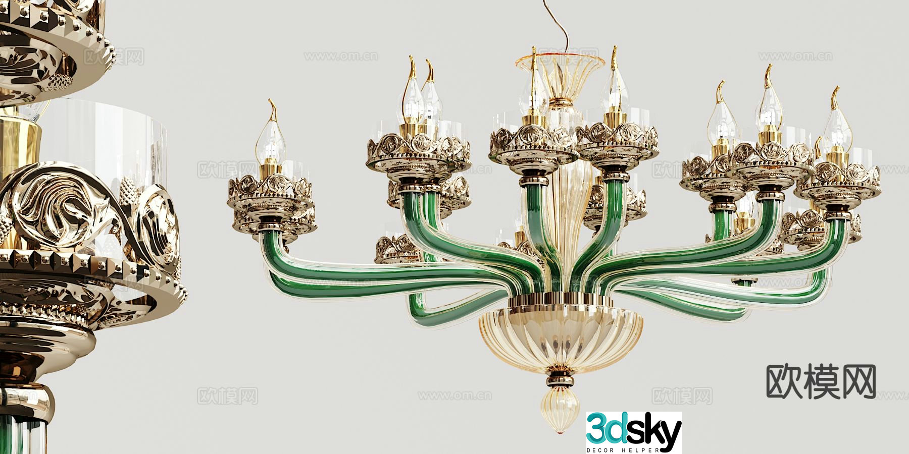 European classical chandelier multi-head chandelier 3D model