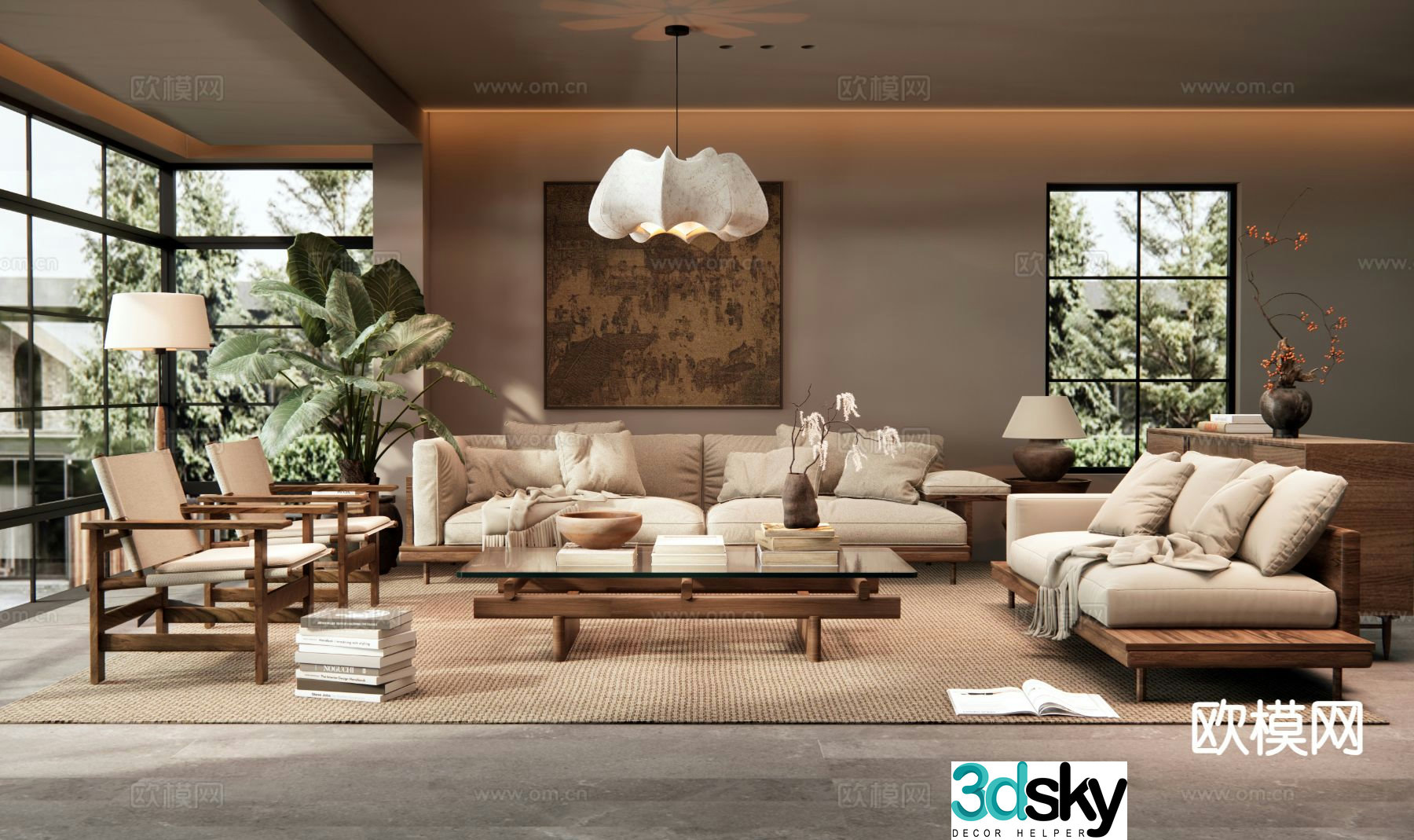 Wabi-sabi living room 3d model