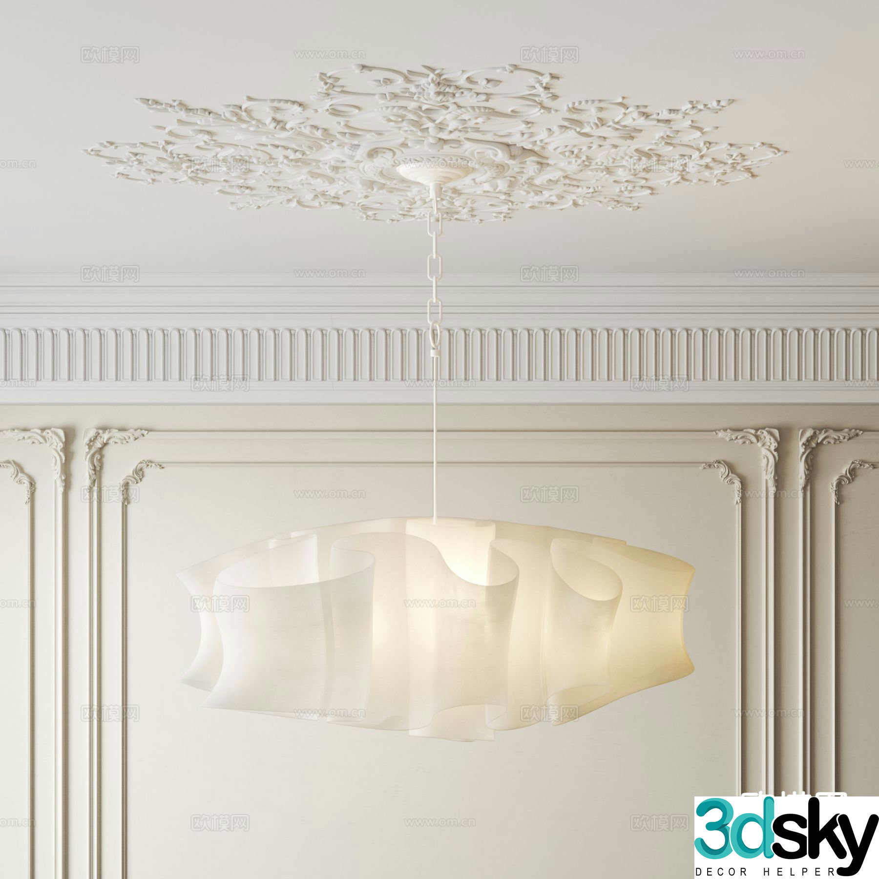 French chandelier gauze chandelier 3d model