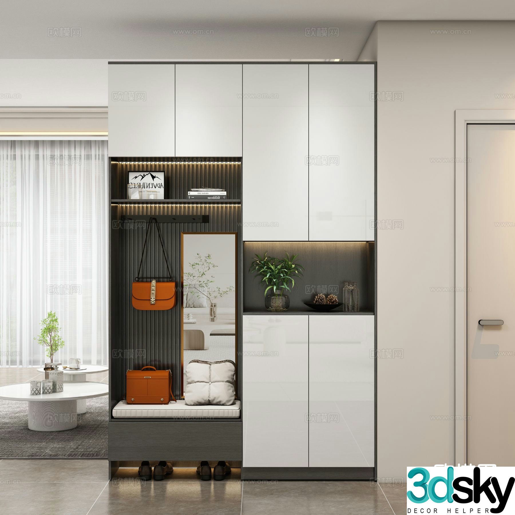 Modern partition shoe cabinet 3d model