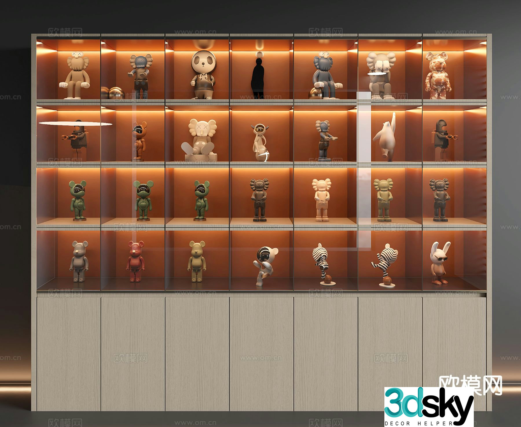 Modern decorative cabinet figure display cabinet violent bear 3D model