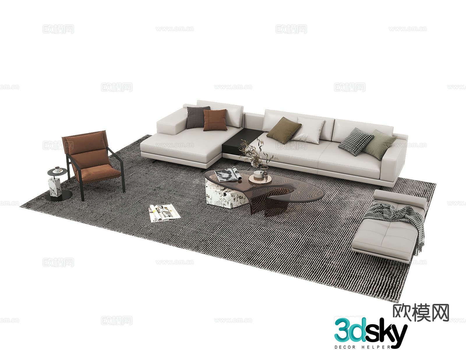Italian sectional sofa 3d model