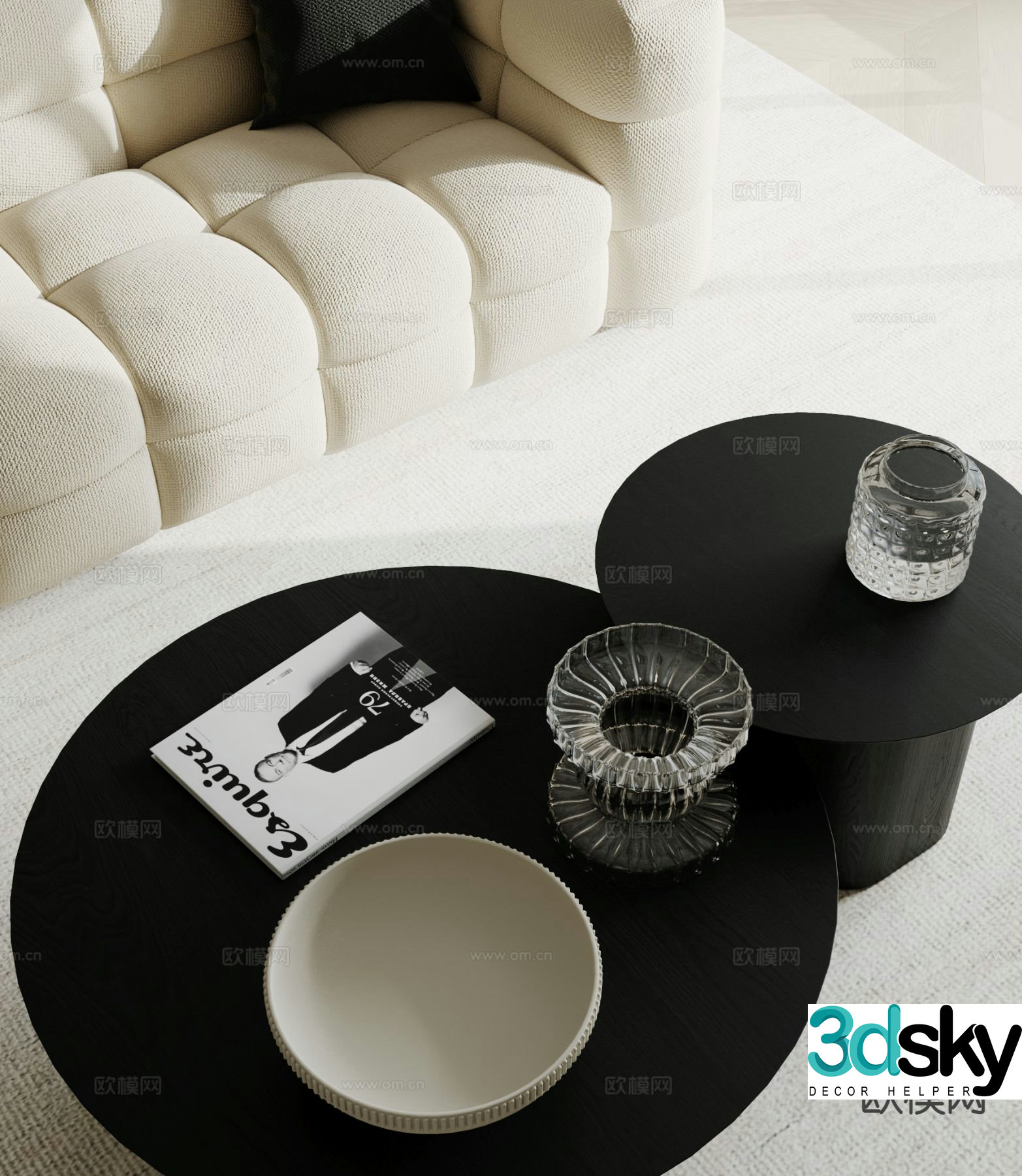 Modern double coffee table 3d model