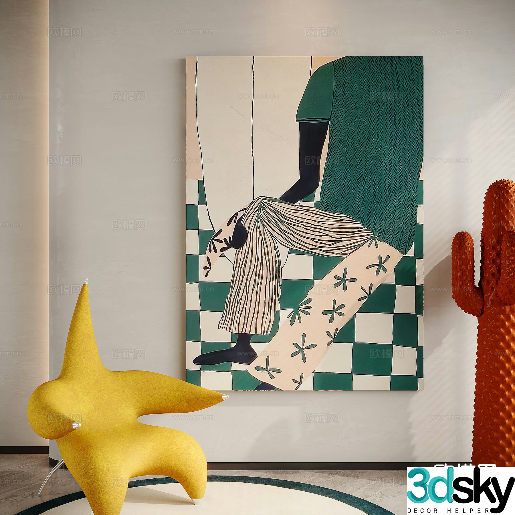 Modern dopamine hanging painting 3d model