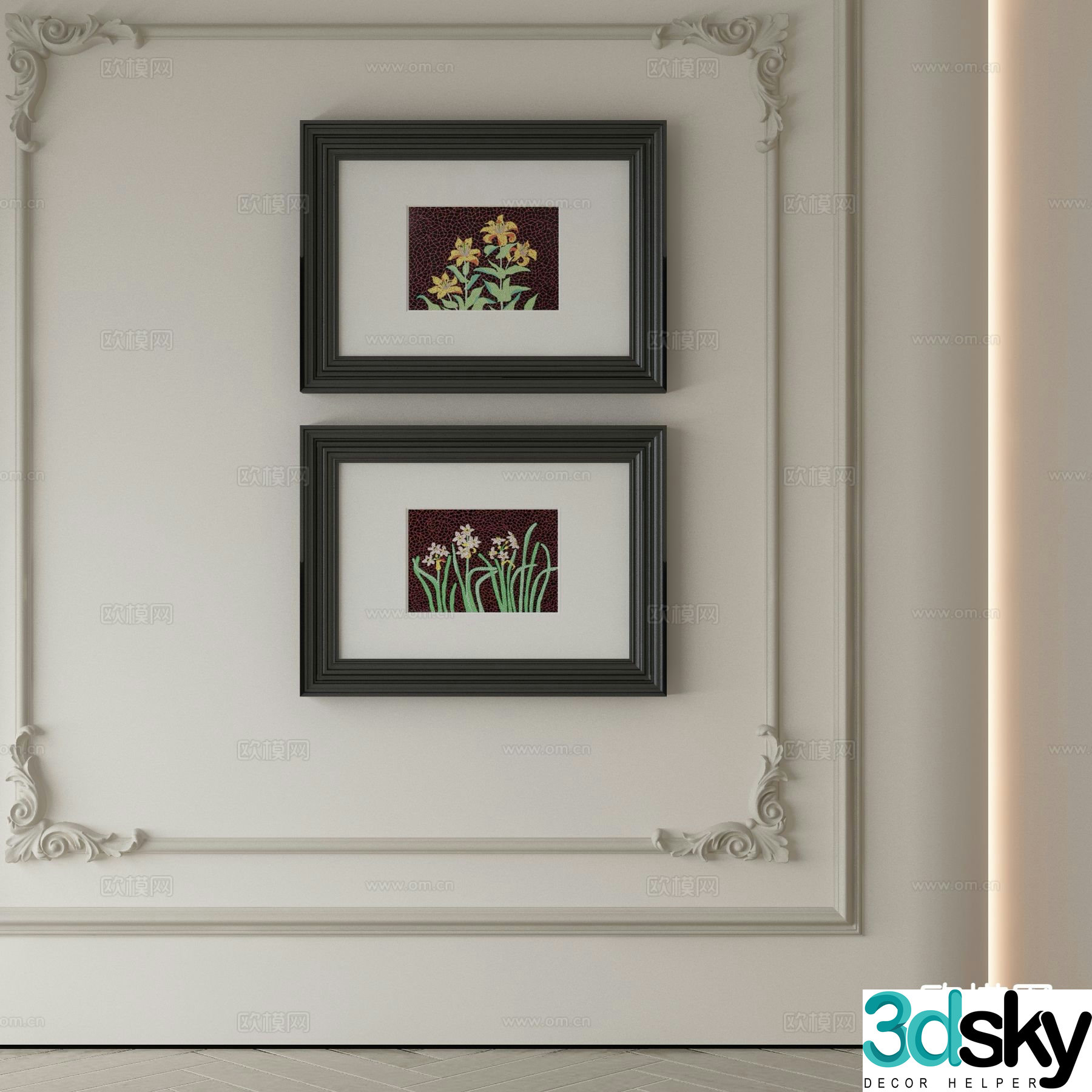 American decorative painting combination painting 3D model