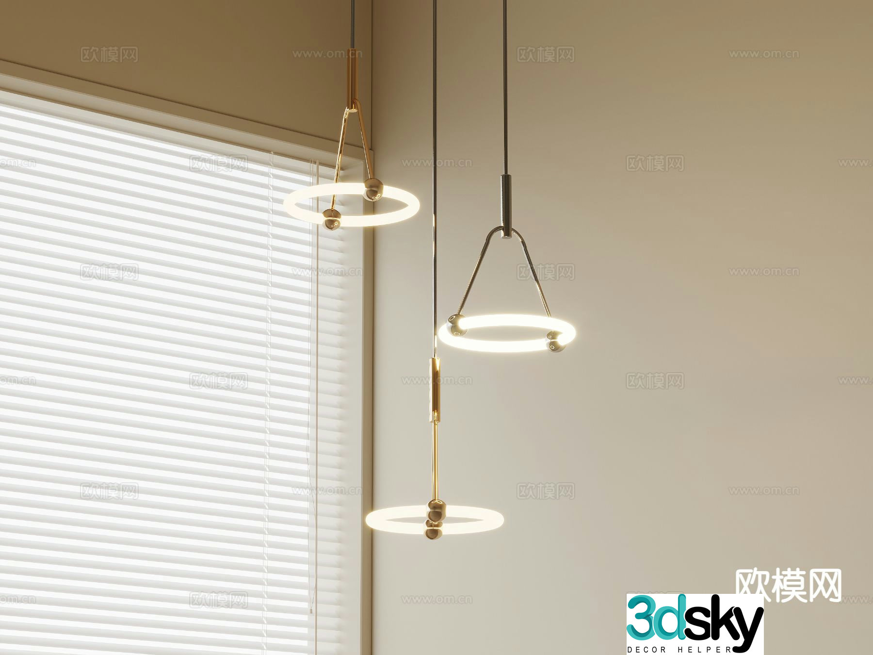 Modern small chandelier fishing line chandelier 3d model