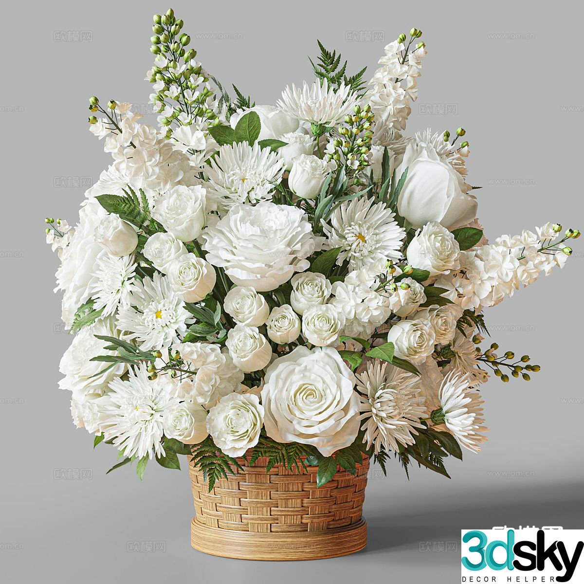 flower basket vase floral arrangement flowers flower arrangement 3d model