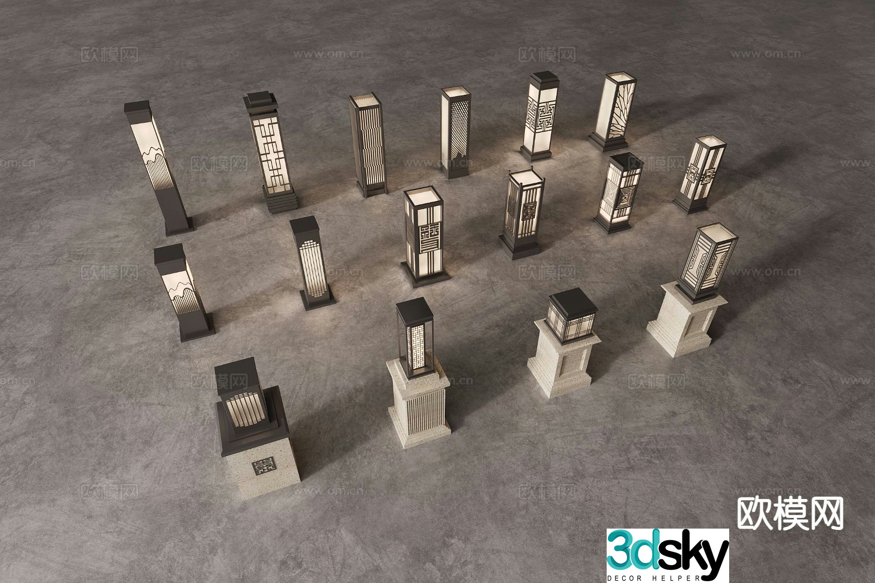 New Chinese style landscape lamp outdoor lamp lawn lamp street lamp column lamp 3d model