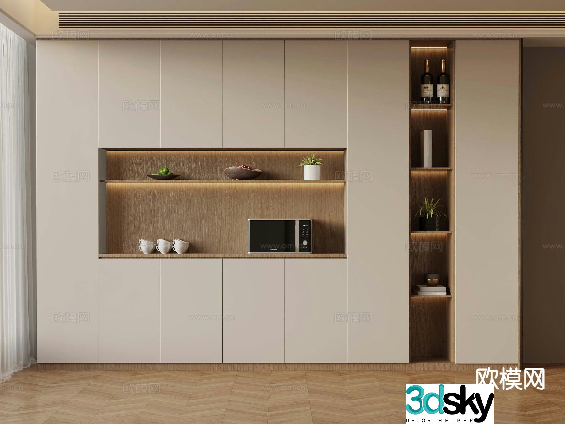 Modern wine cabinet sideboard 3d model