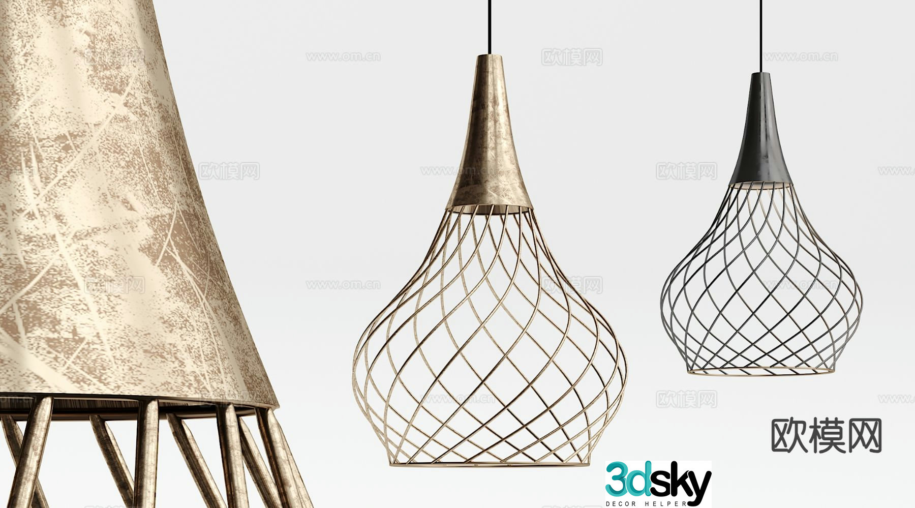 Industrial style hollow chandelier 3D model