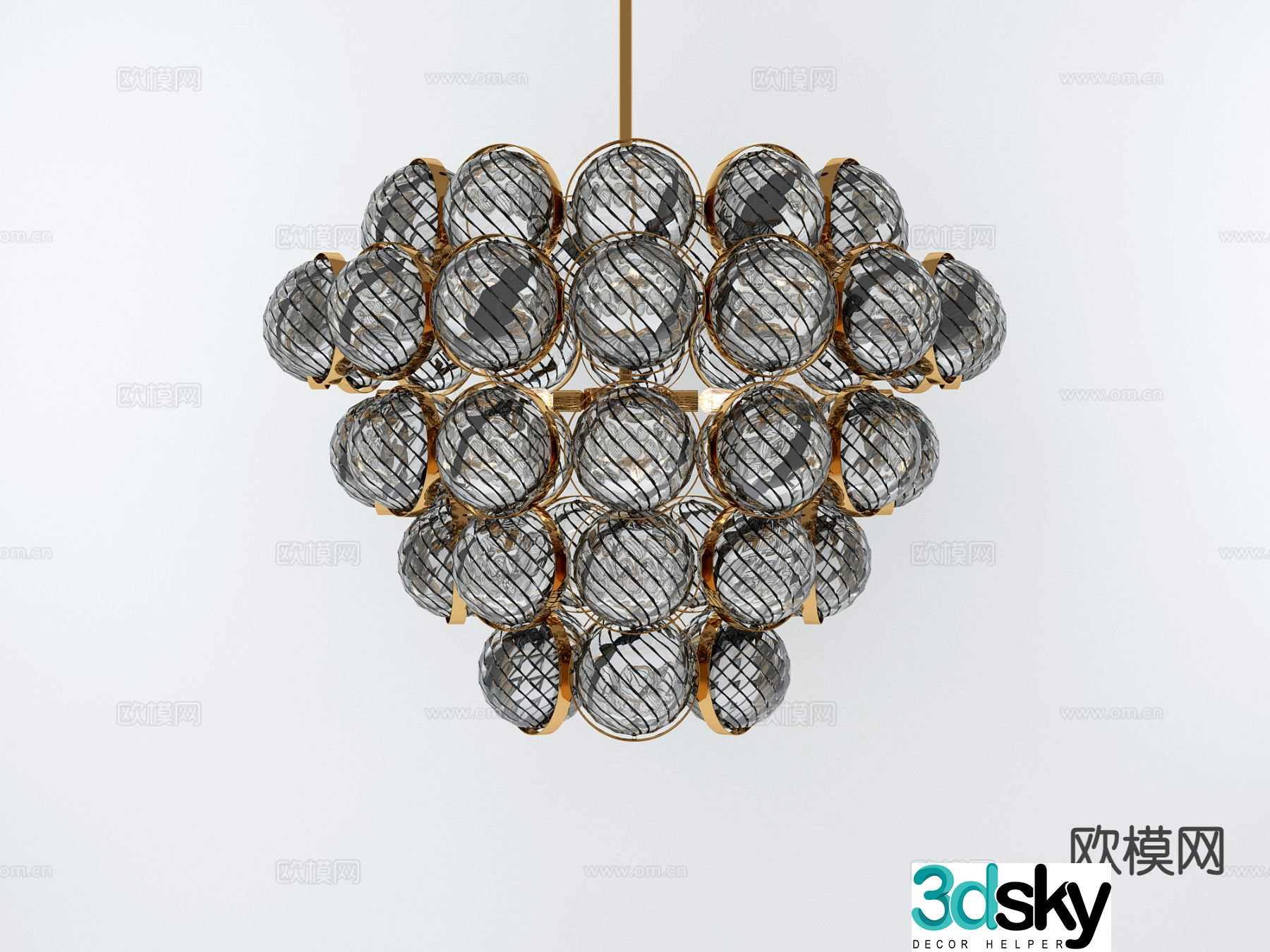 Modern metal chandelier spherical chandelier 3d model