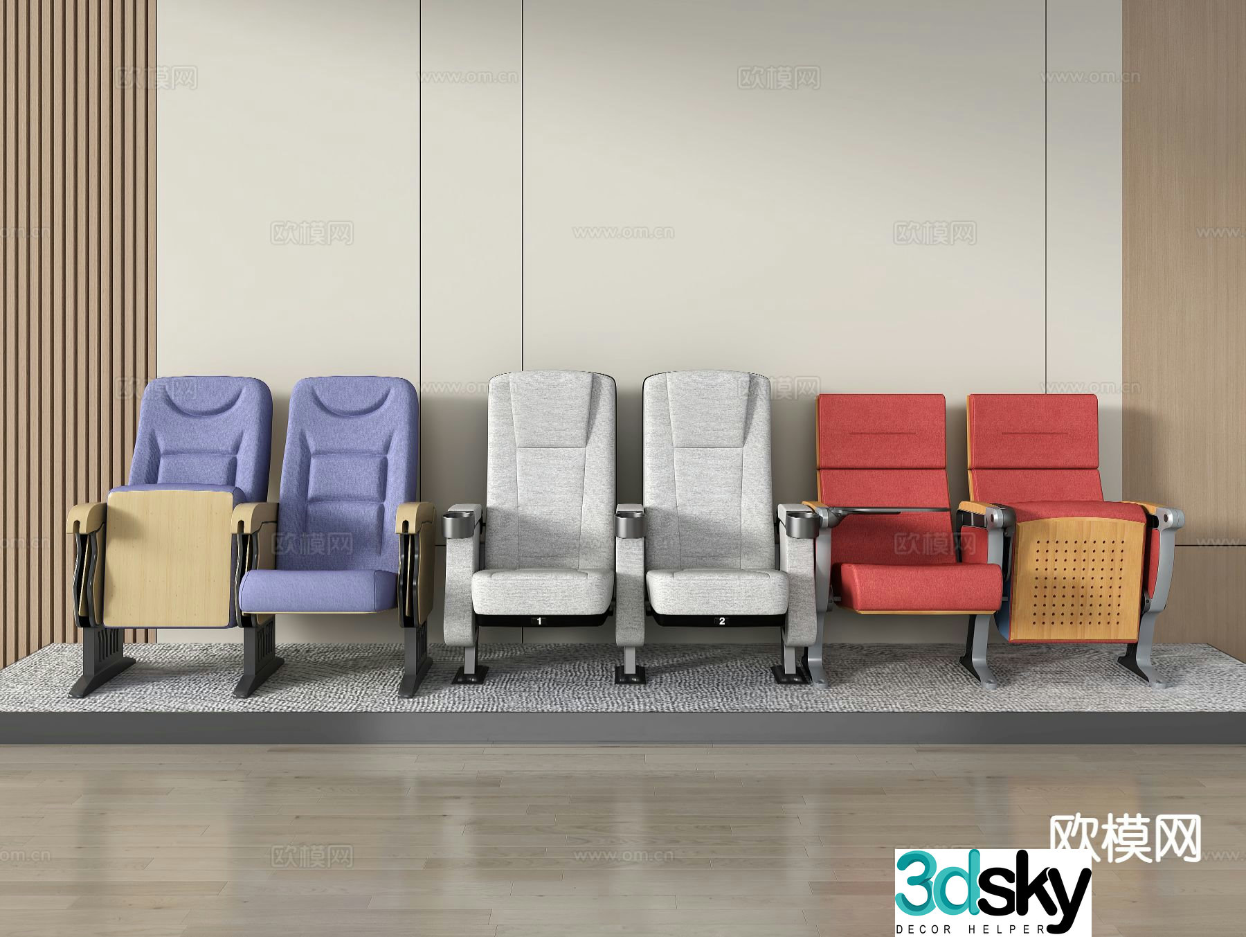 Row chairs theater seats row seats 3d model