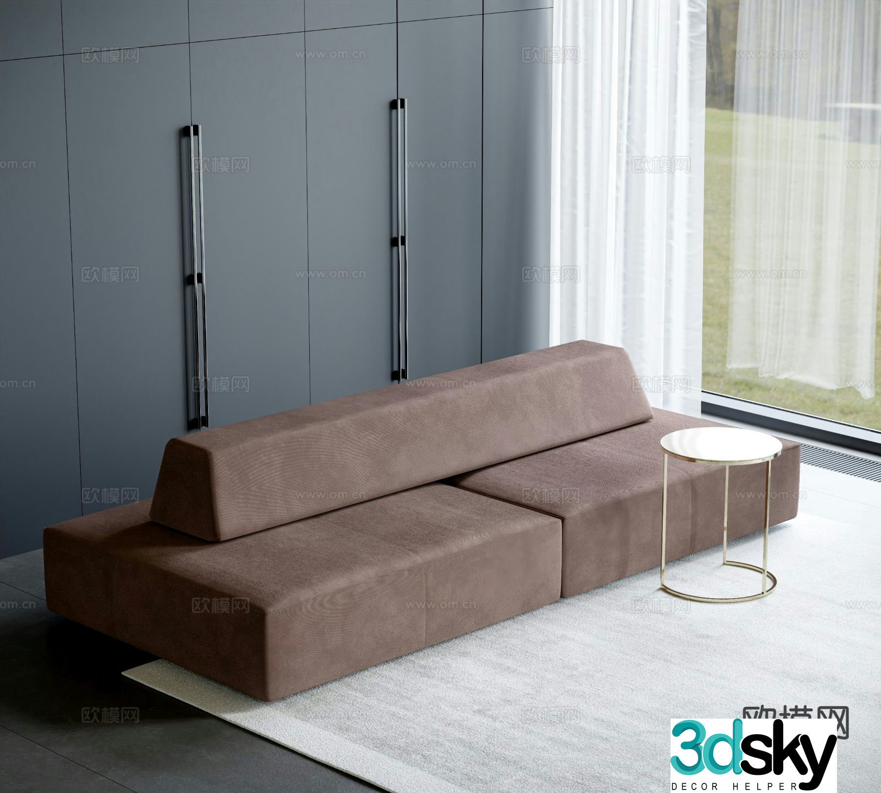 Modern double sided sofa multi-person sofa 3d model