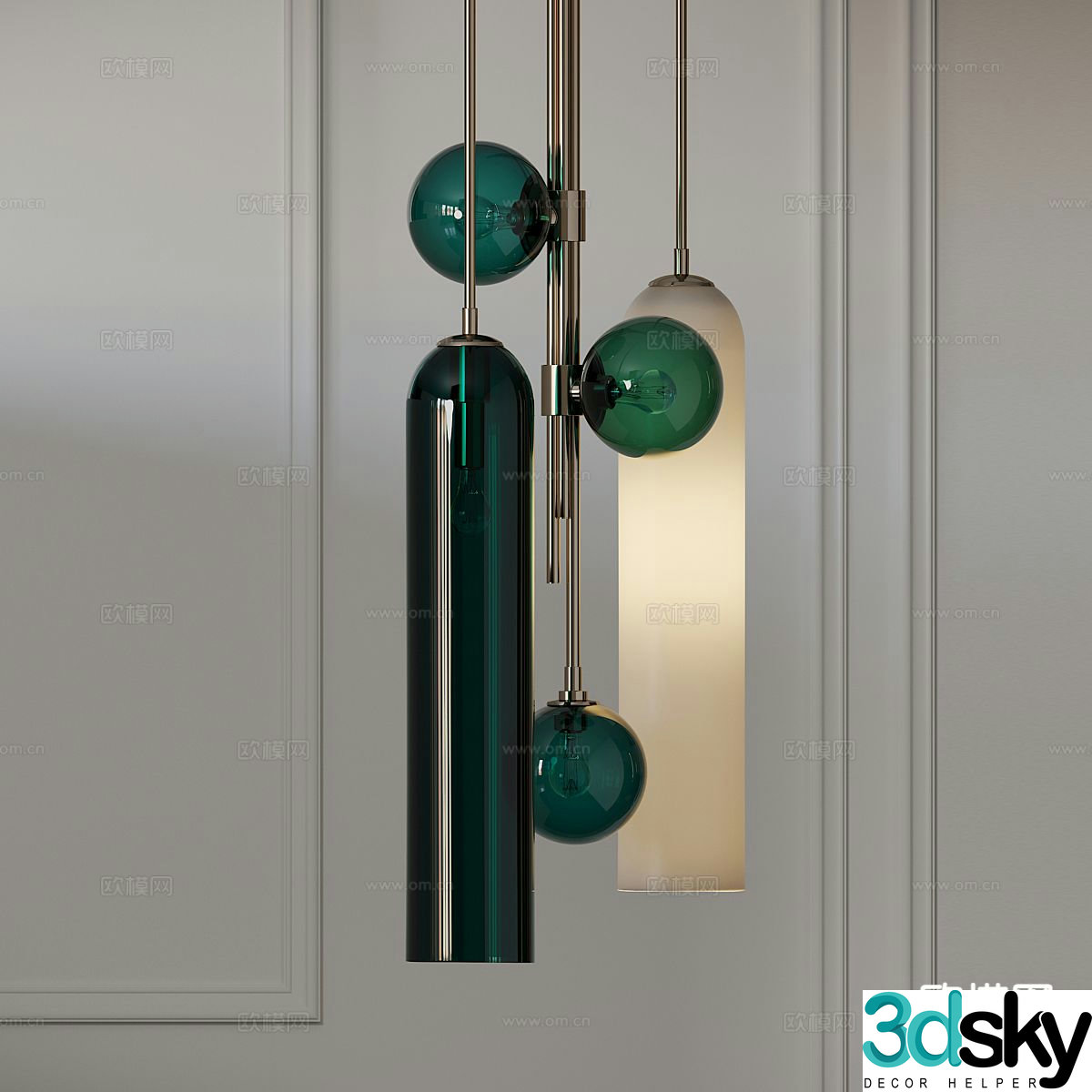 Light luxury glass chandelier 3d model