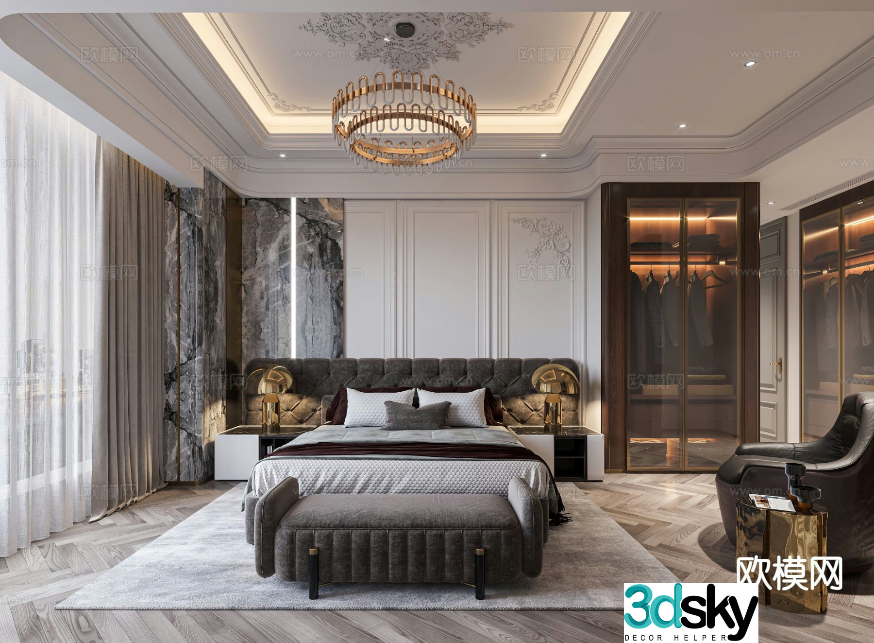 French bedroom master bedroom 3d model