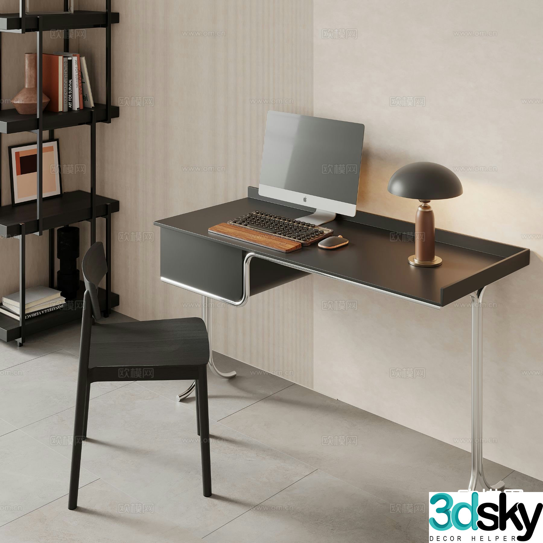 Medieval style writing desk computer desk 3d model