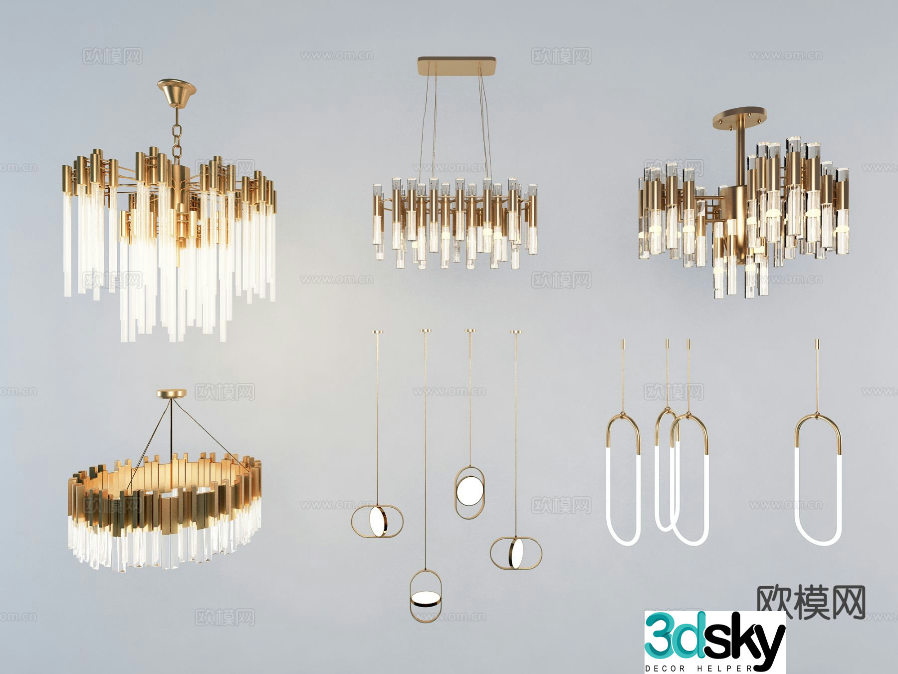 Light luxury chandelier glass lamp crystal lamp metal lamp creative chandelier 3d model