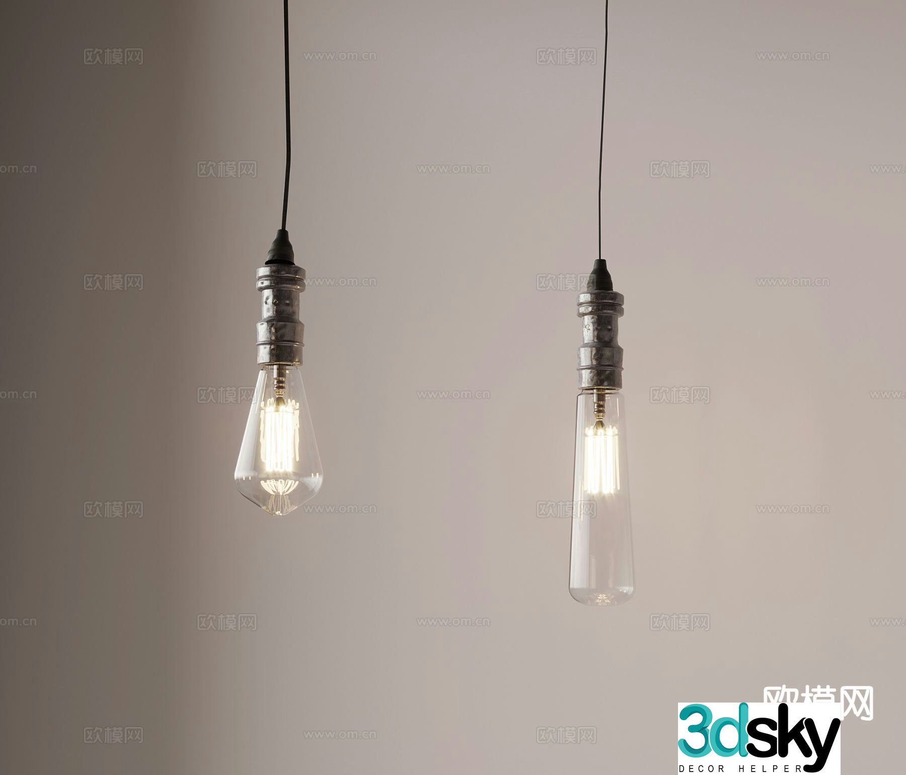 Industrial style small chandelier fishing line chandelier 3d model
