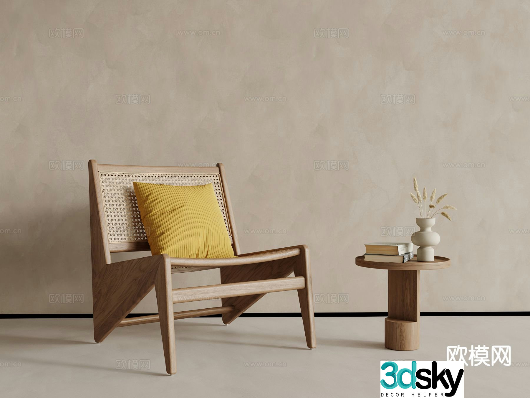 Medieval style rattan chair leisure chair 3d model