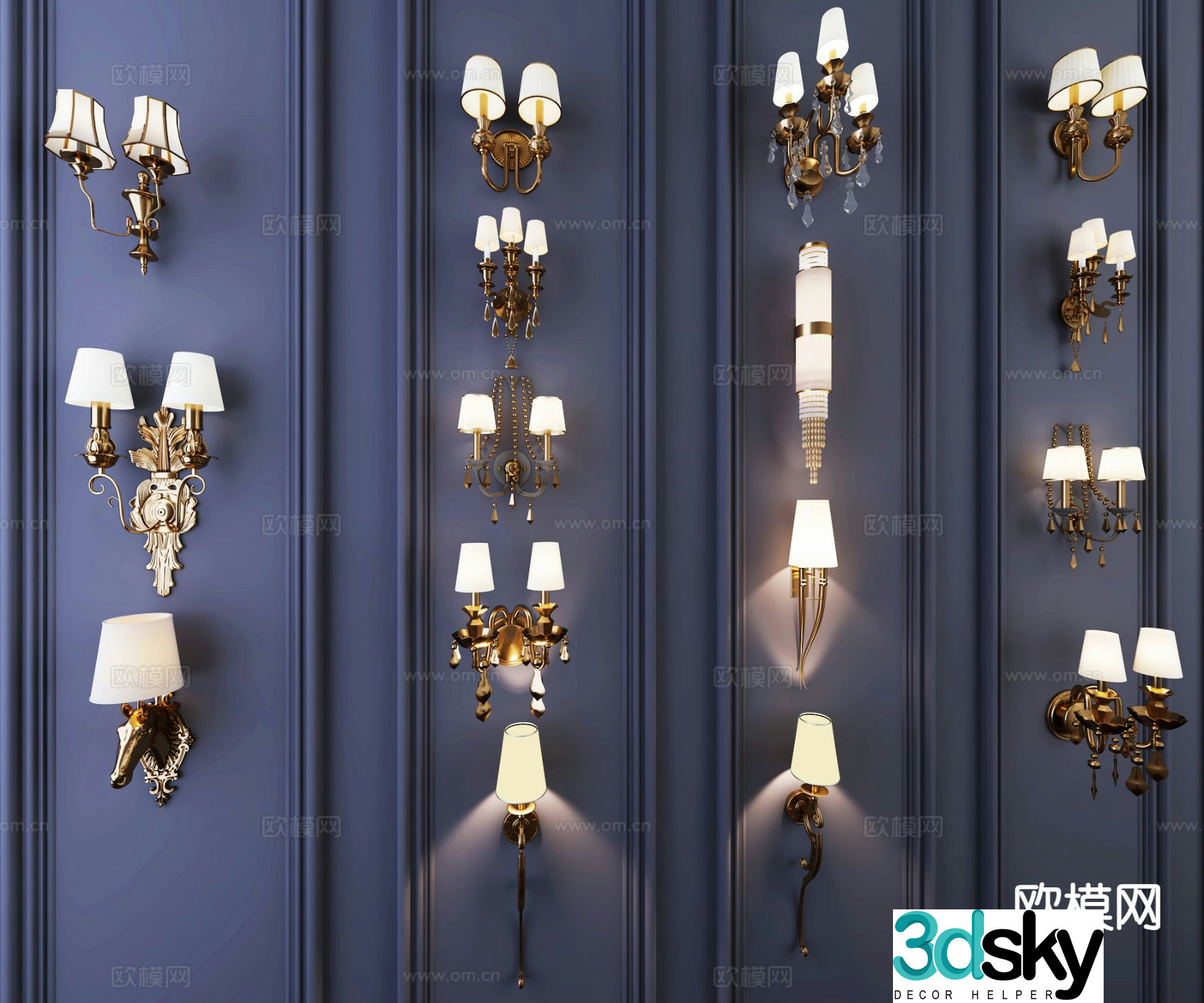 European wall lamp bedside lamp 3d model