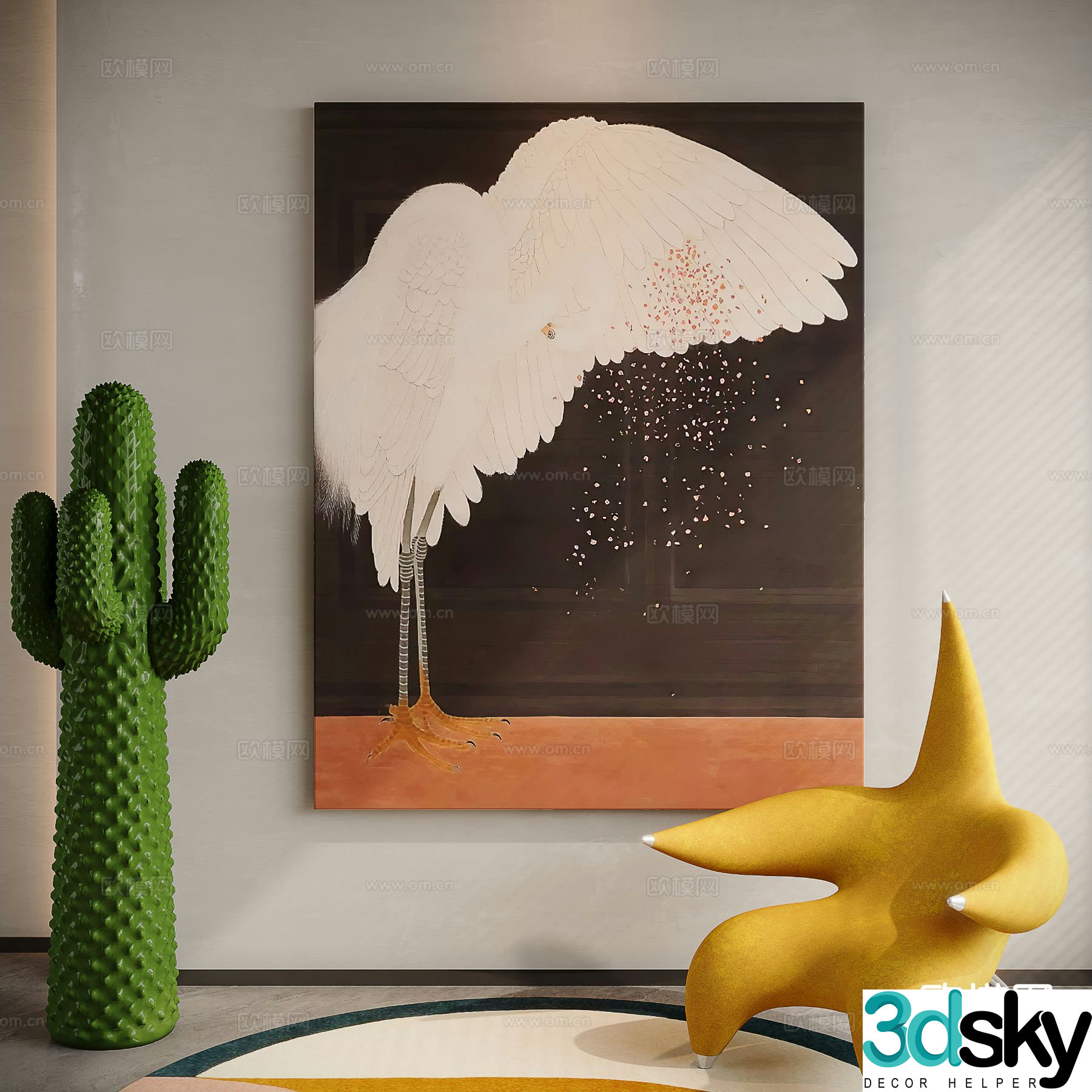 Modern art hanging painting texture painting 3d model
