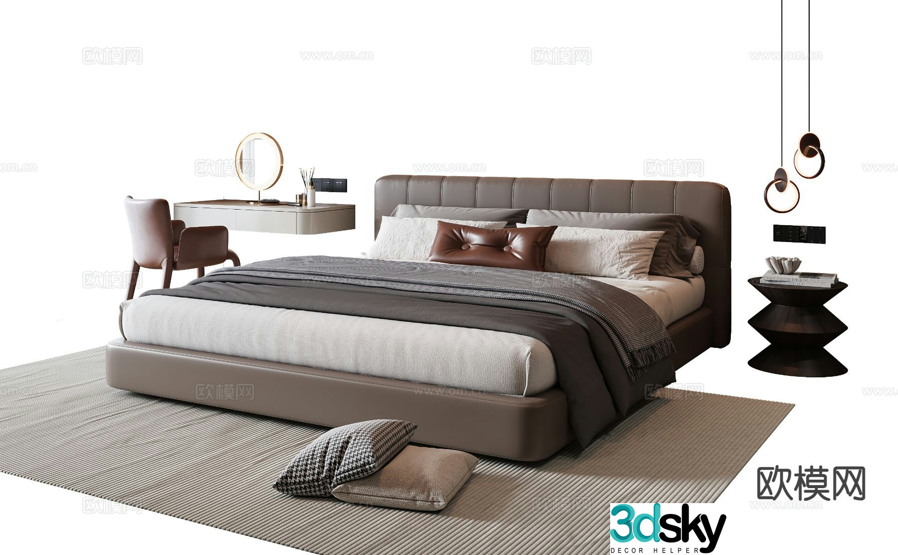 Italian double bed 3d model