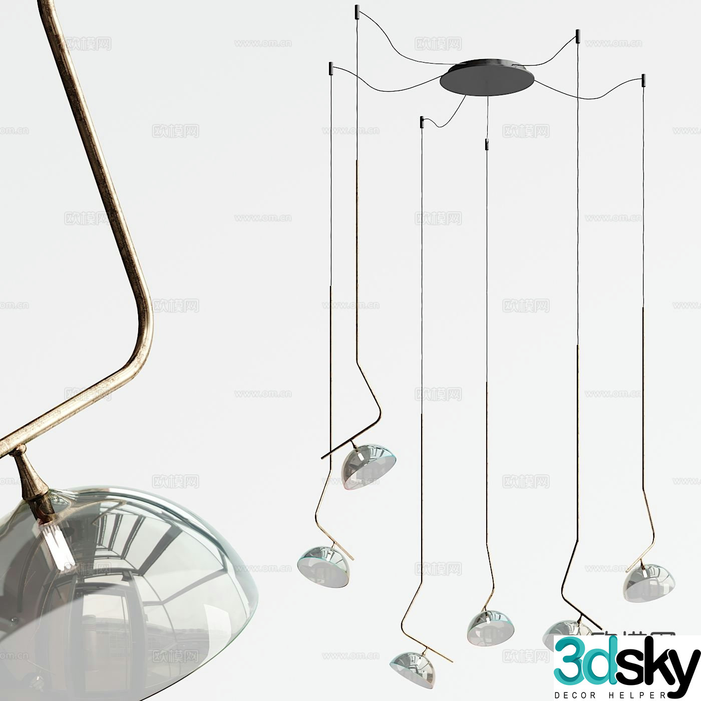 Modern glass chandelier 3d model