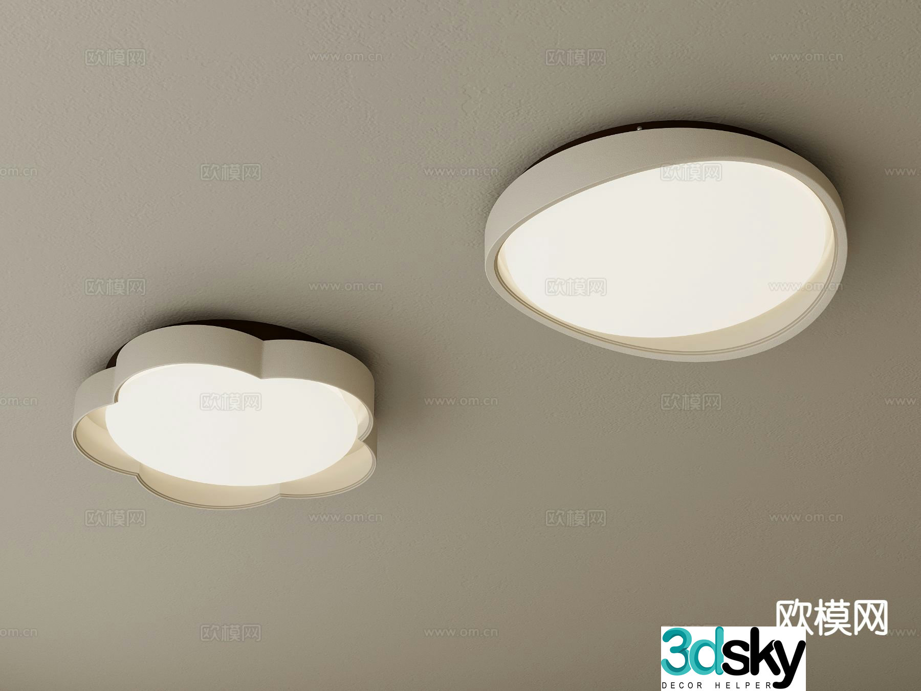 Cream style ceiling lamp 3d model