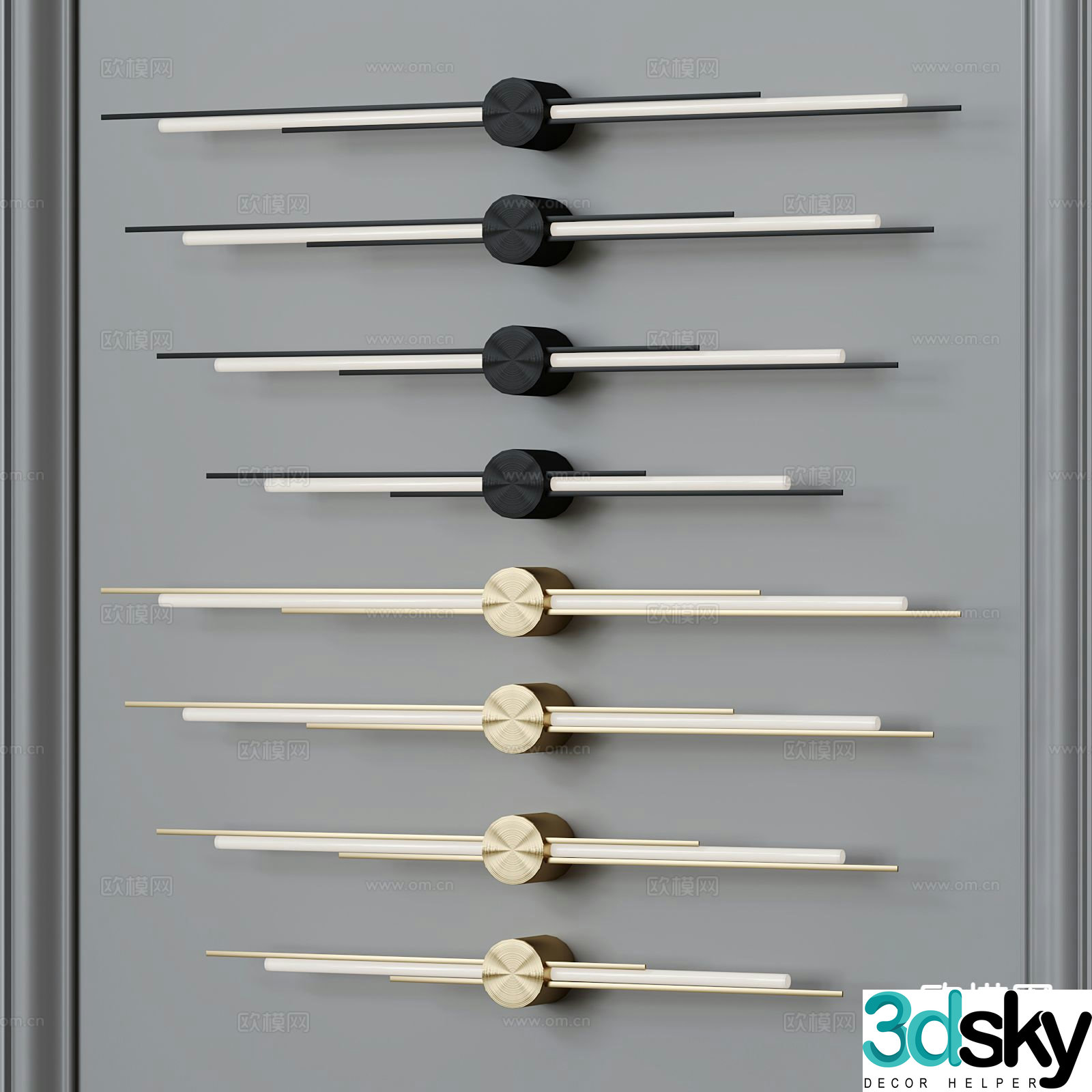Modern long wall light metal wall light 3d model