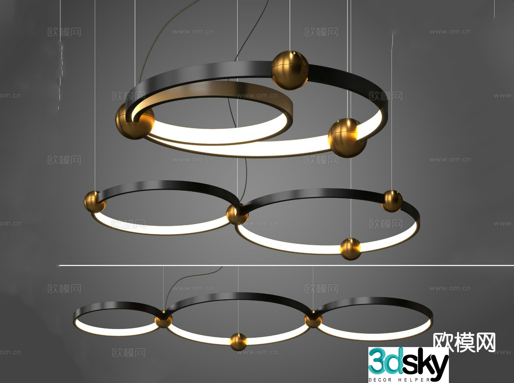 Modern ring chandelier 3d model