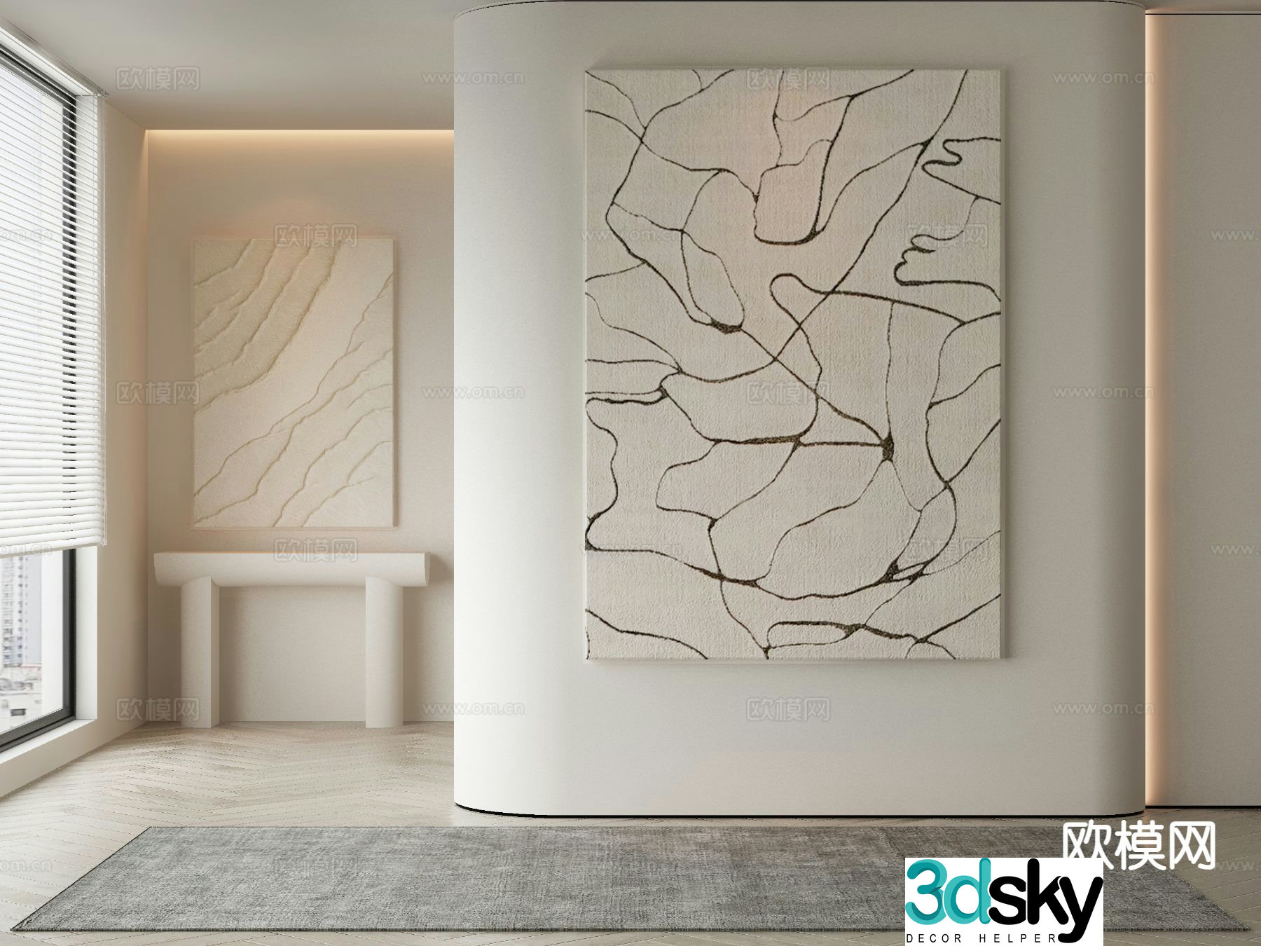 Modern decorative painting abstract painting 3d model