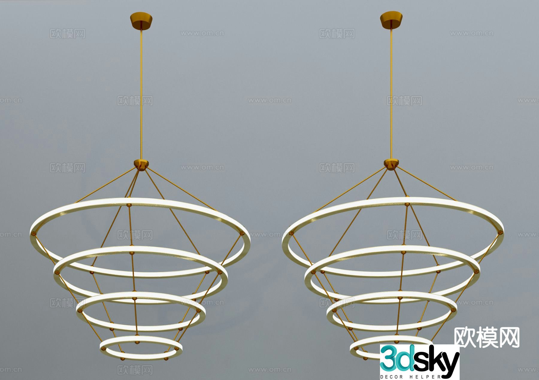 Light luxury chandelier ring chandelier 3d model