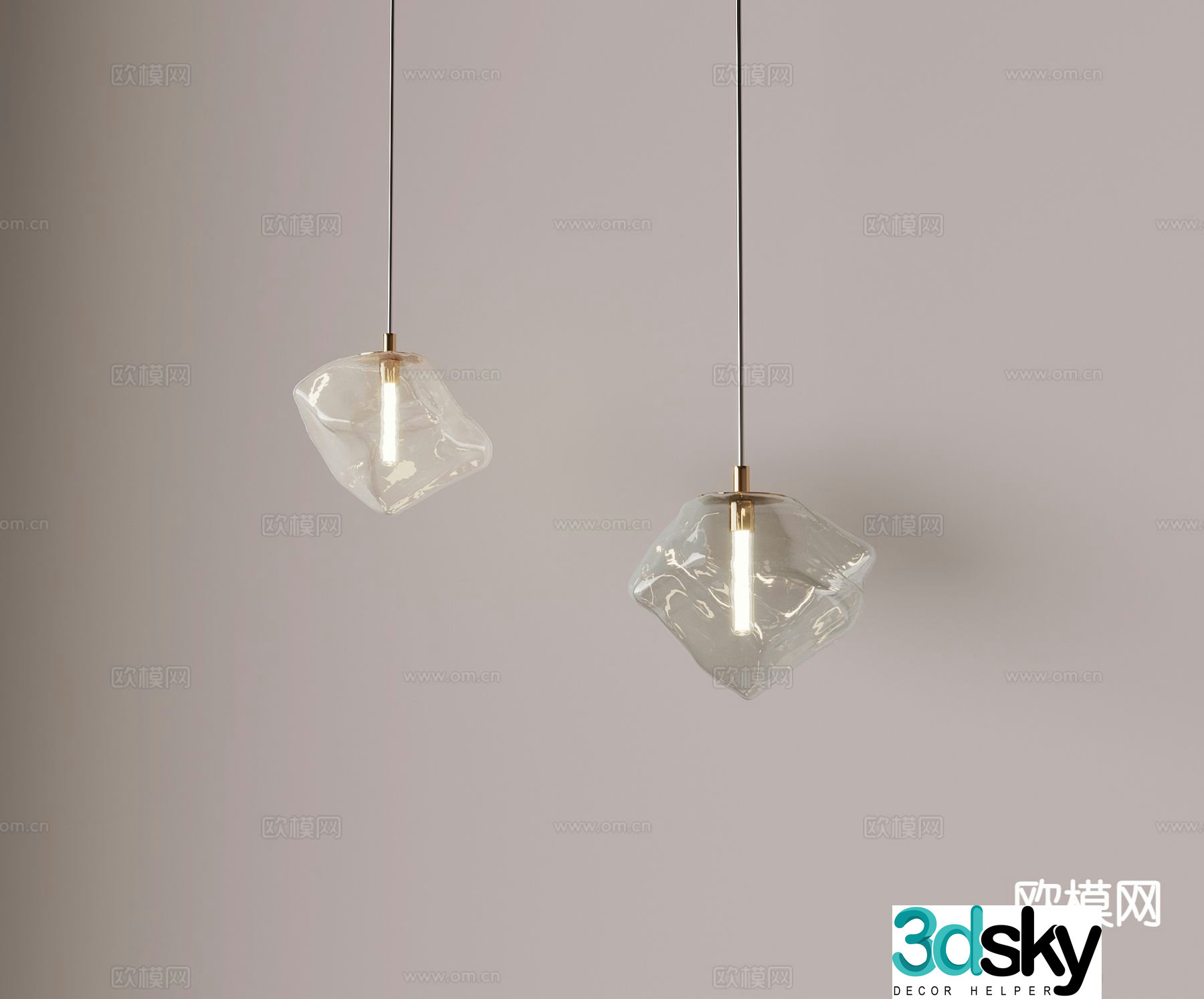 Modern glass chandelier small chandelier fishing line chandelier 3d model