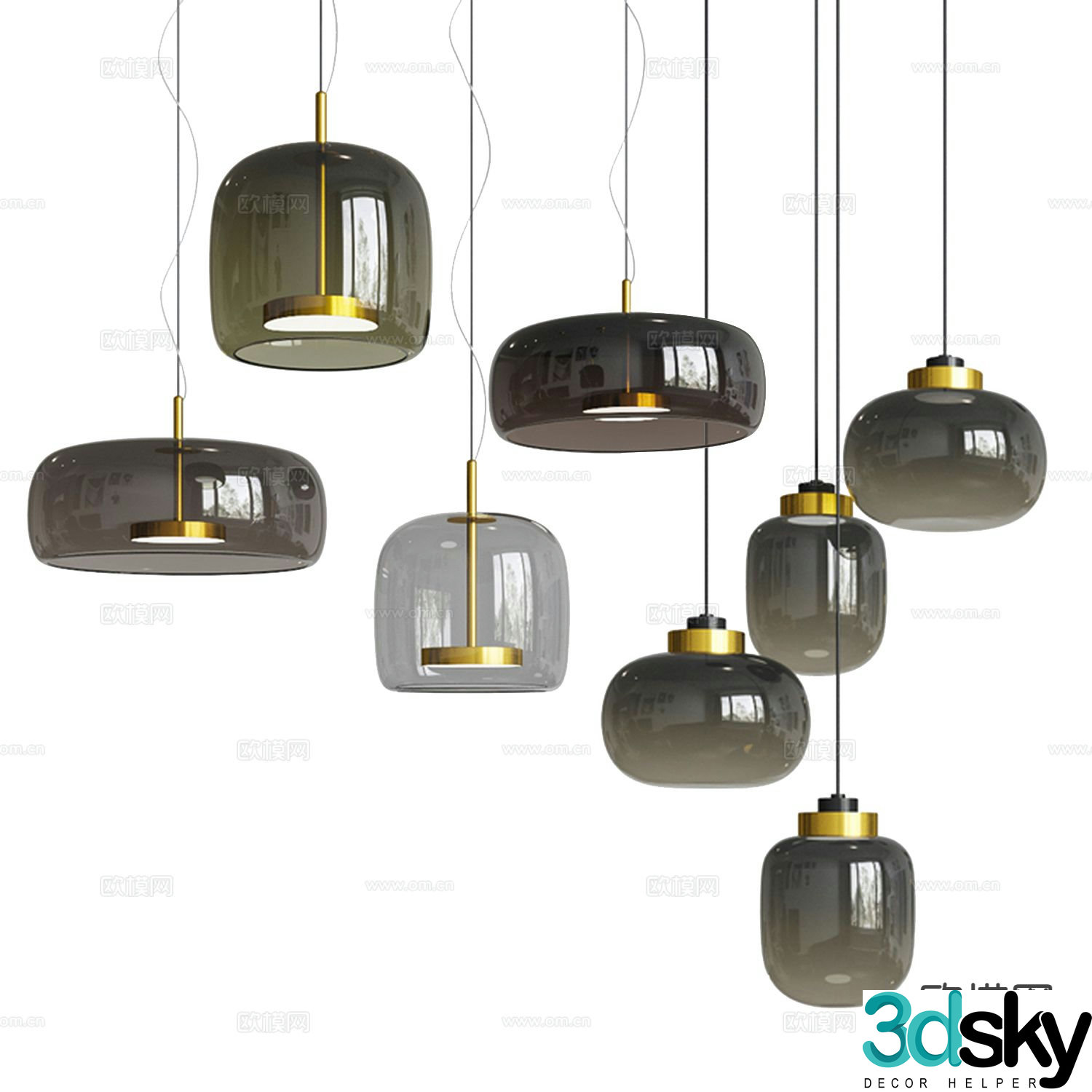 Nordic glass chandelier 3d model