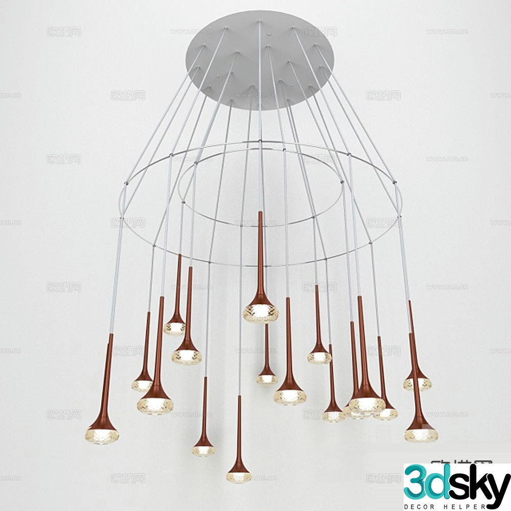 Simple European glass chandelier 3d model
